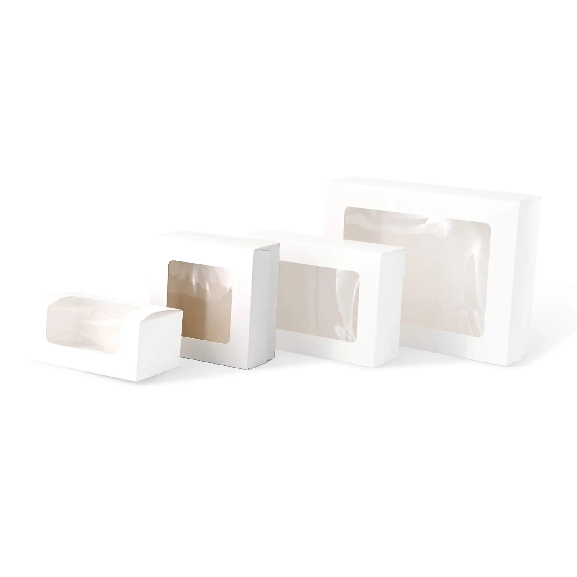 Cupcake-dozen (4 stuks), cellulosevenster, wit Cupcake-dozen (4 stuks), cellulosevenster, wit