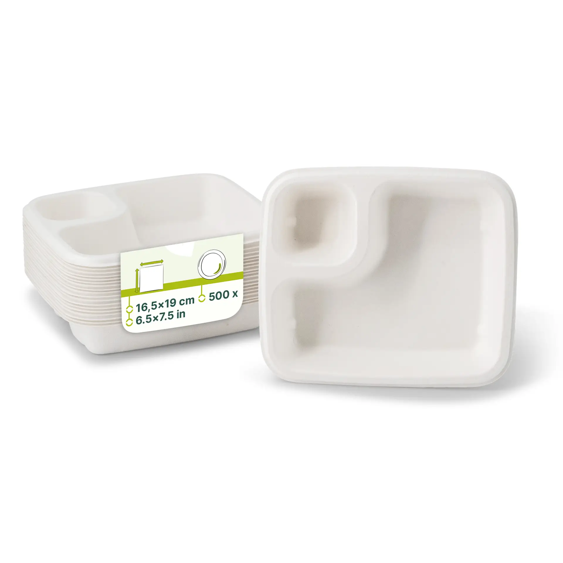 Snack- & dipschaal van suikerriet, 2 vakken, 16,5 x 19 cm Snack- & dipschaal van suikerriet, 2 vakken, 16,5 x 19 cm