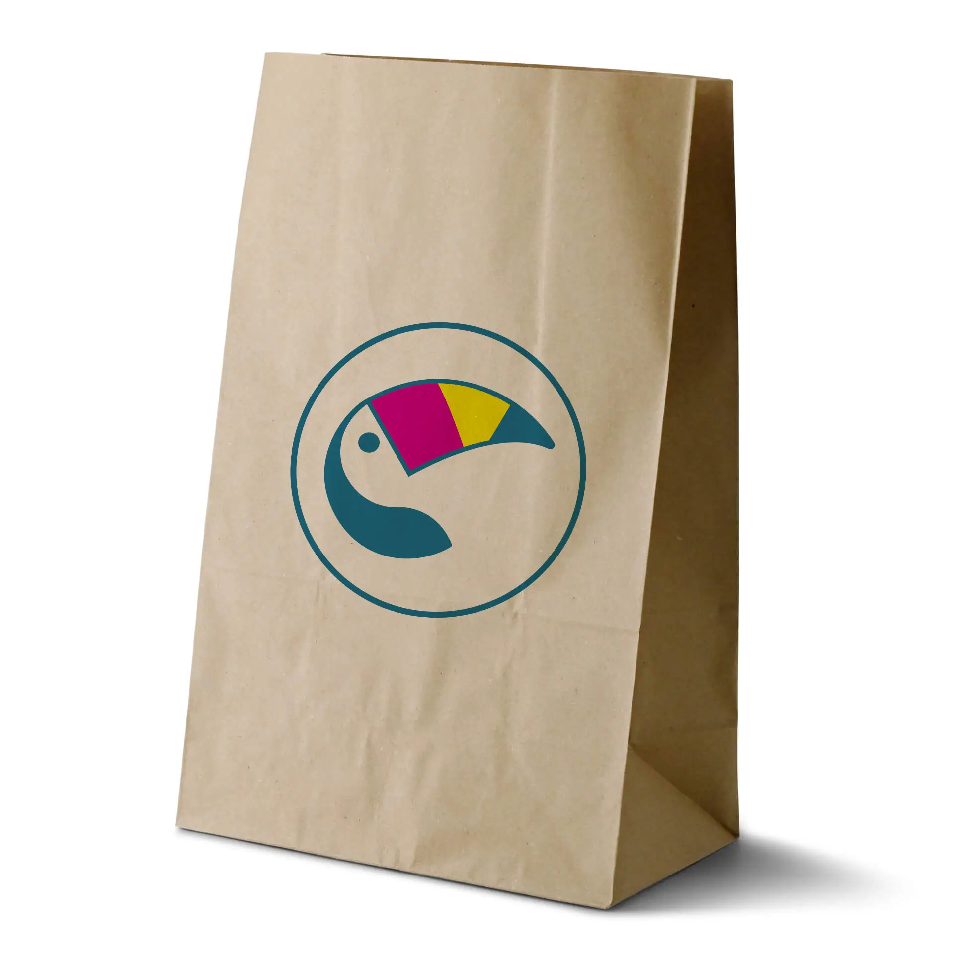 Bedrukte papieren zakken (zonder handvat), bruin, L – 26 x 14 x 40 cm