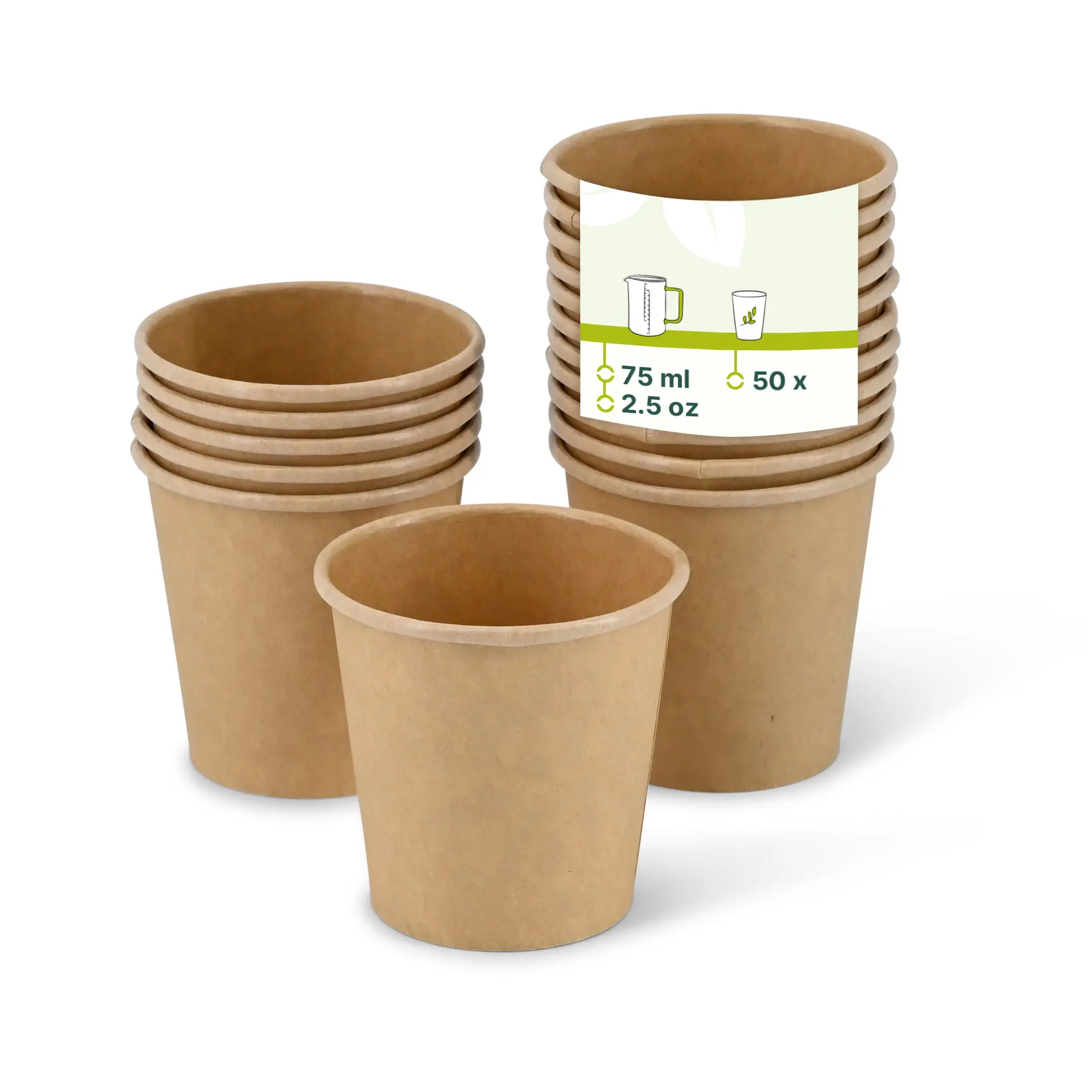 Papieren sausbakjes (bio-gecoat) 75 ml, Ø 62 mm, ongebleekt Papieren sausbakjes (bio-gecoat) 75 ml, Ø 62 mm, ongebleekt