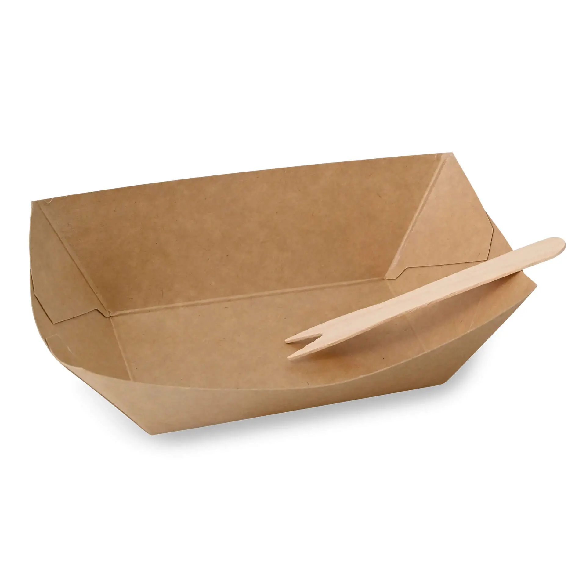 Snackbakje van karton (gecoat) 200 ml, 13 x 10 x 3 cm, bruin