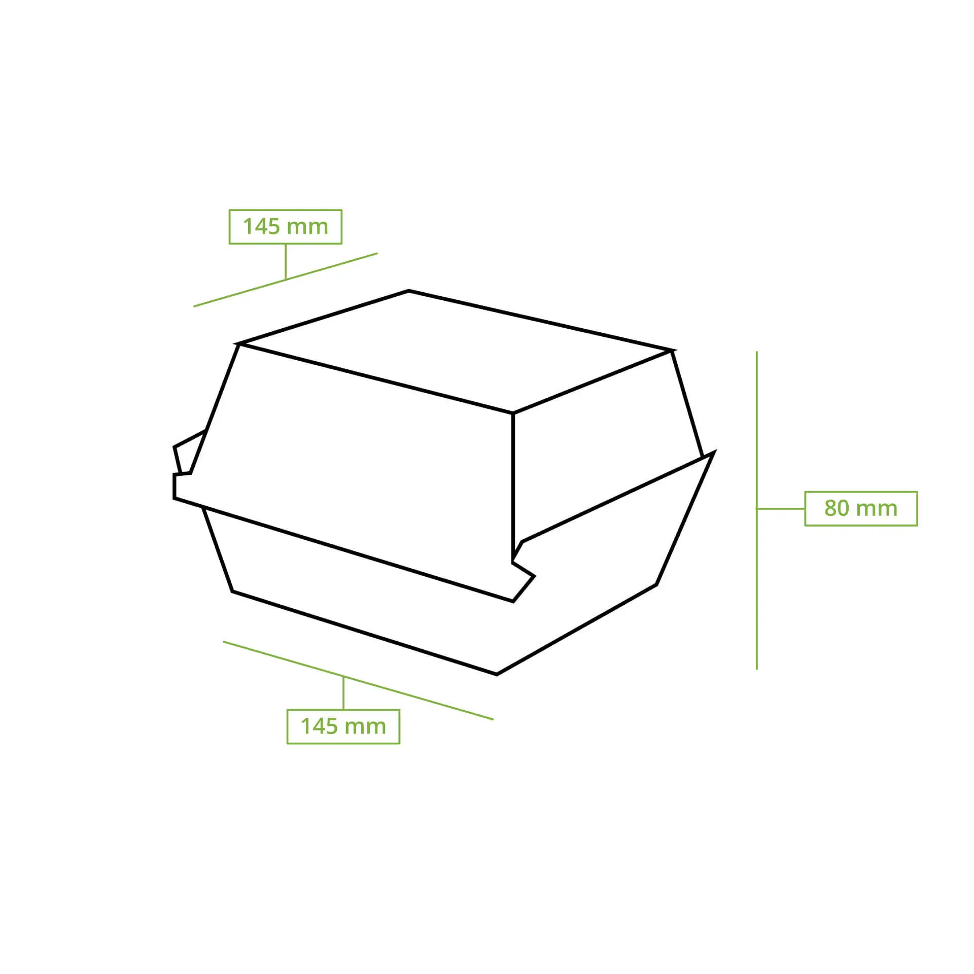 Takeaway hamburgerdozen 14,5 x 14,5 x 8 cm, kraft-wit