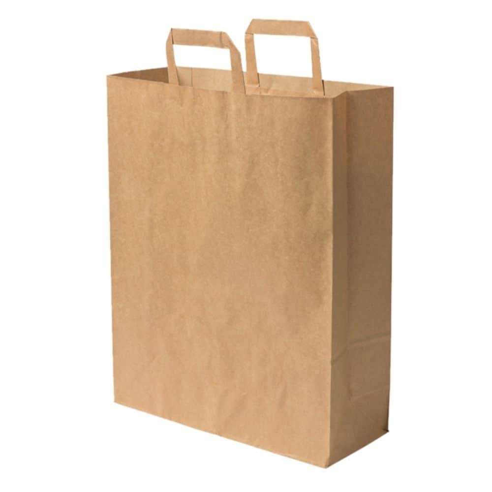 Kraftpapier-Tragetaschen XL, 32 x 12 x 40 cm, braun