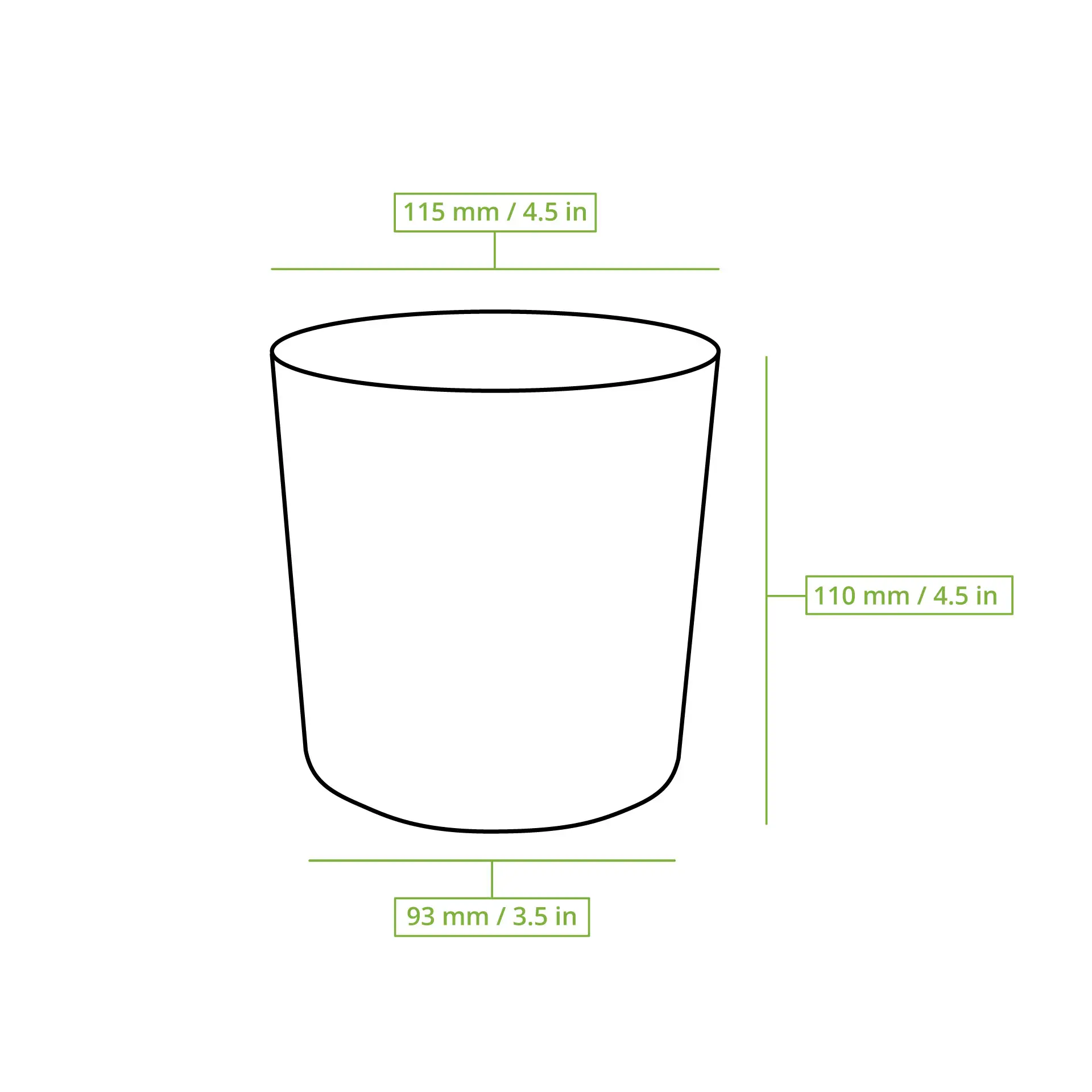 Witte biologisch afbreekbare soepbeker van karton, 16 oz inhoud, 115 mm diameter, met PLA-coating en FSC-certificering.