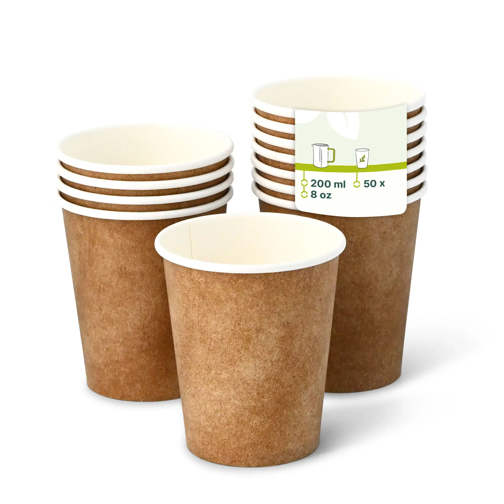 Kartonnen beker 200 ml / 8 oz, Ø 80 mm, kraft dhd045261-pappbecher-200-ml-8-oz-80-mm-braun-innen-weiss
