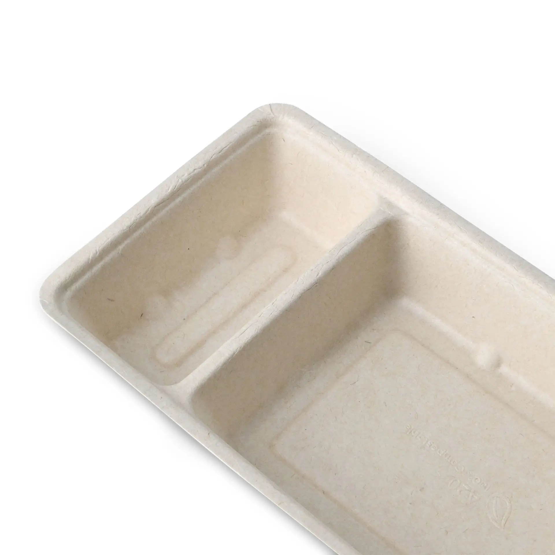 Patatbakje van suikerriet, 2 vakken, 12 x 20 x 3,5 cm