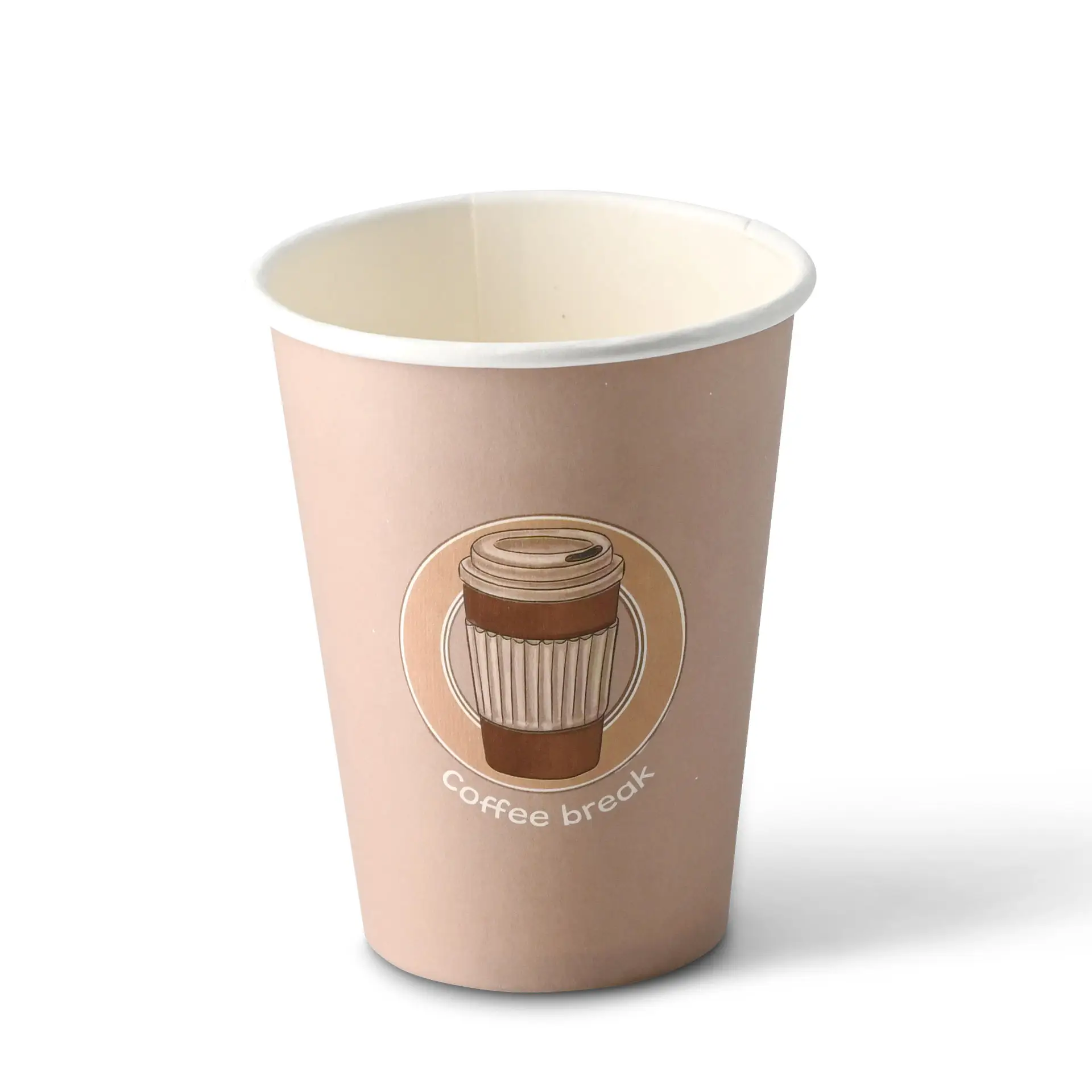 Bedrukte kartonnen bekers "Coffeebreak" 300 ml / 12 oz, Ø 80 mm, wit