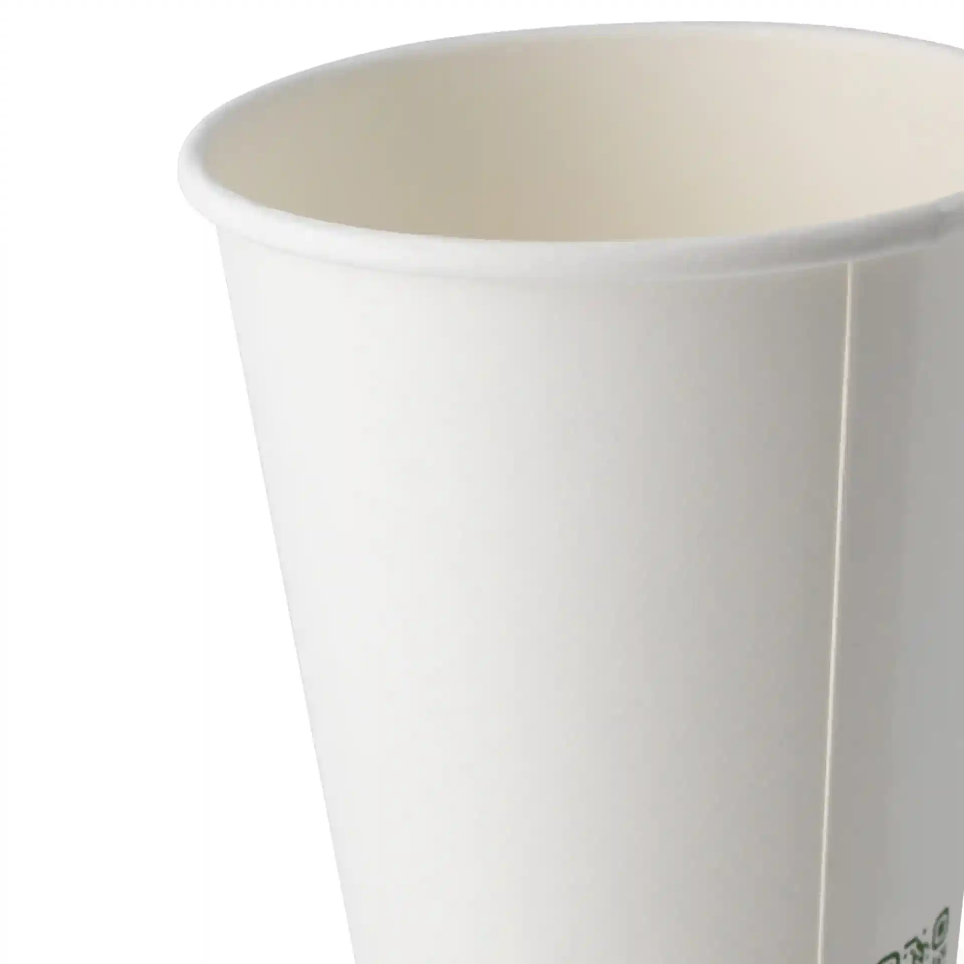 Witte papieren beker met enkele wand, 400 ml capaciteit en een diameter van 90 mm.