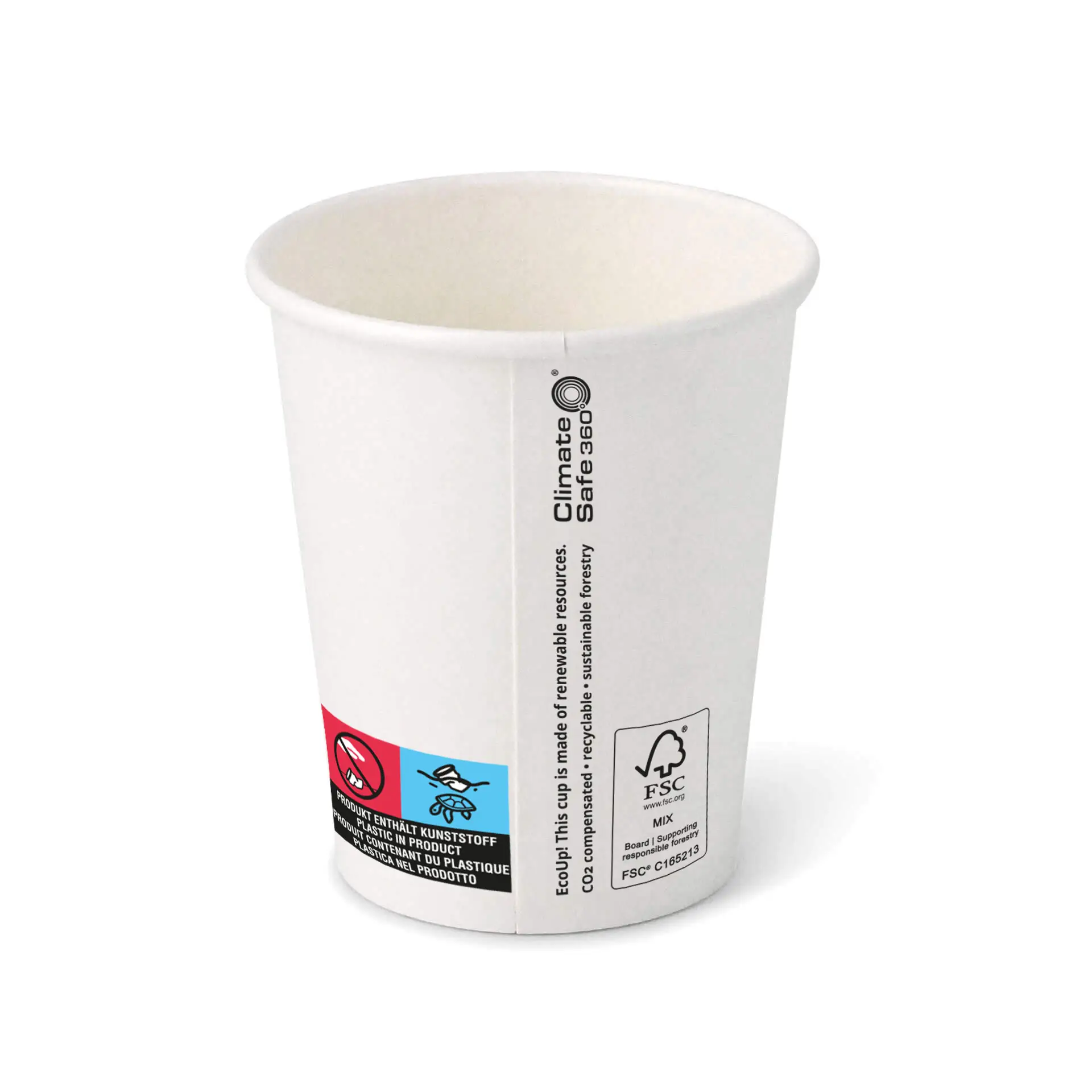 Bedrukte kartonnen beker "Coffeelove" (gecoat) 200 ml / 8 oz, Ø 80 mm, wit