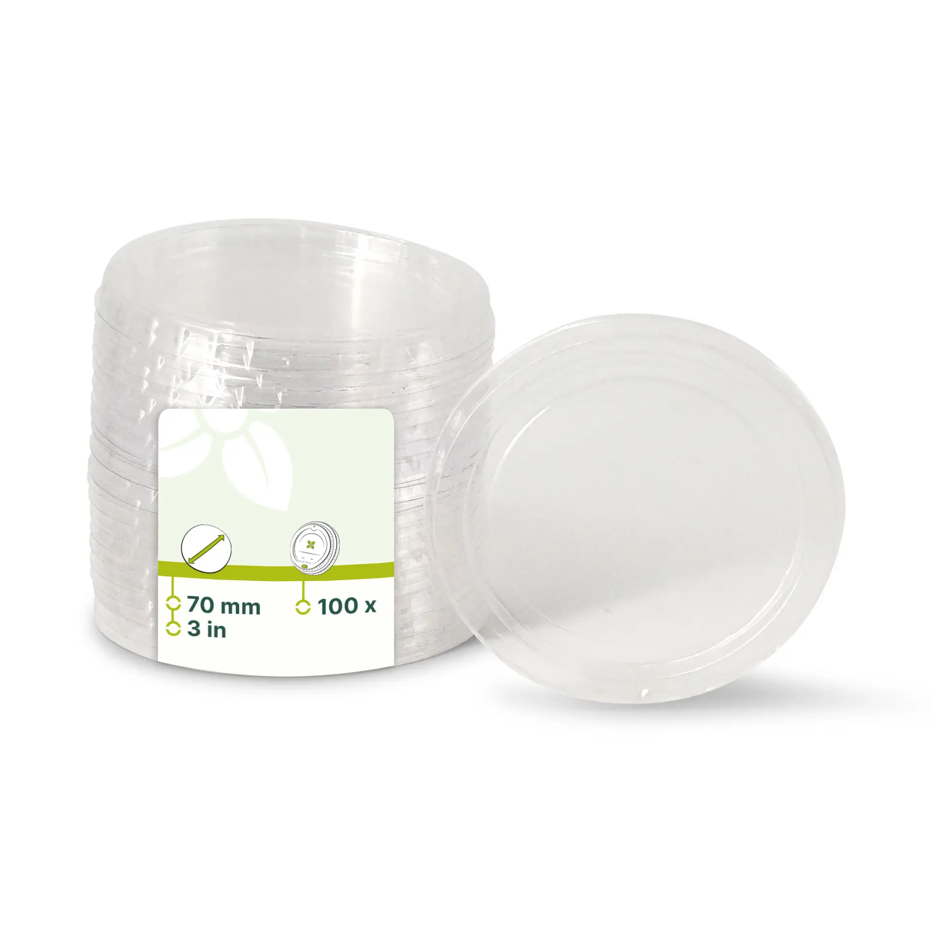 PLA Deksel Ø 70 mm, transparant, rond dfc024721-deckel-aus-pla-70-mm-klar-rund