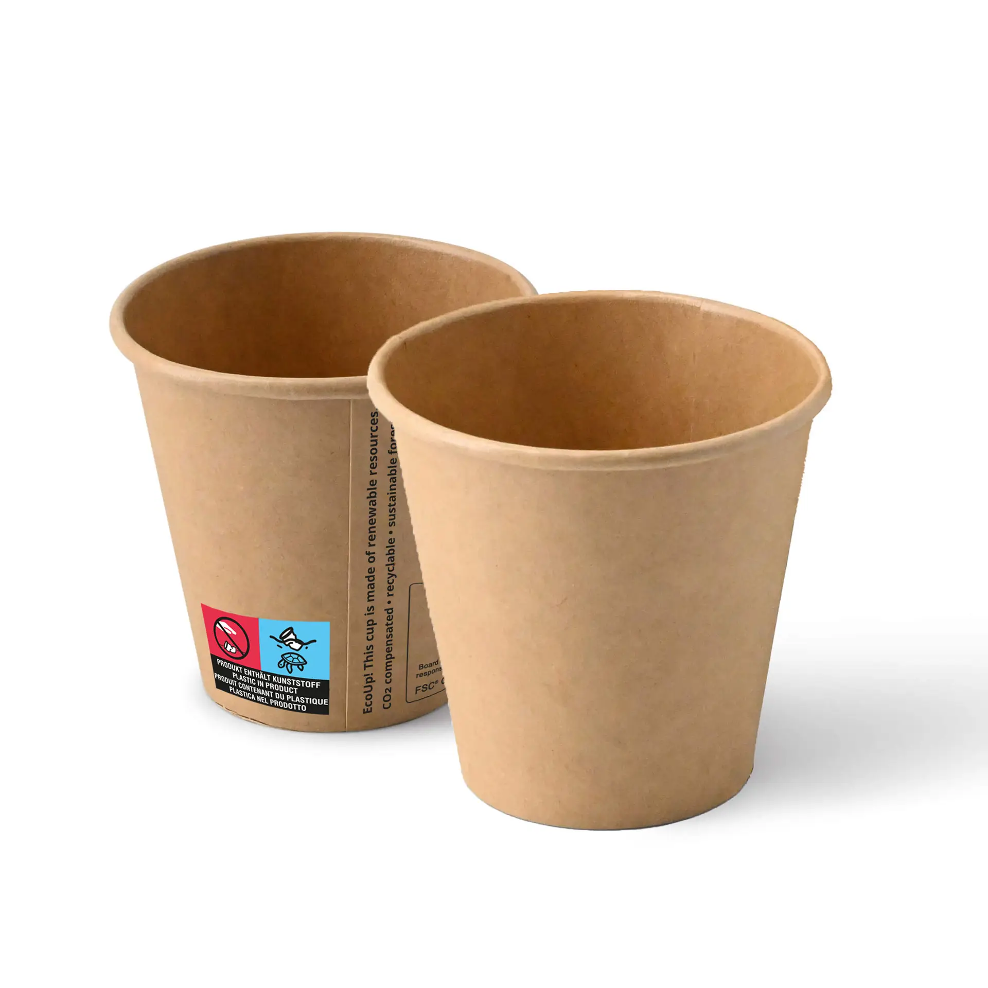 Kartonnen bekers (gecoat) 150 ml / 6 oz, Ø 80 mm, bruin Kartonnen bekers (gecoat) 150 ml / 6 oz, Ø 80 mm, bruin