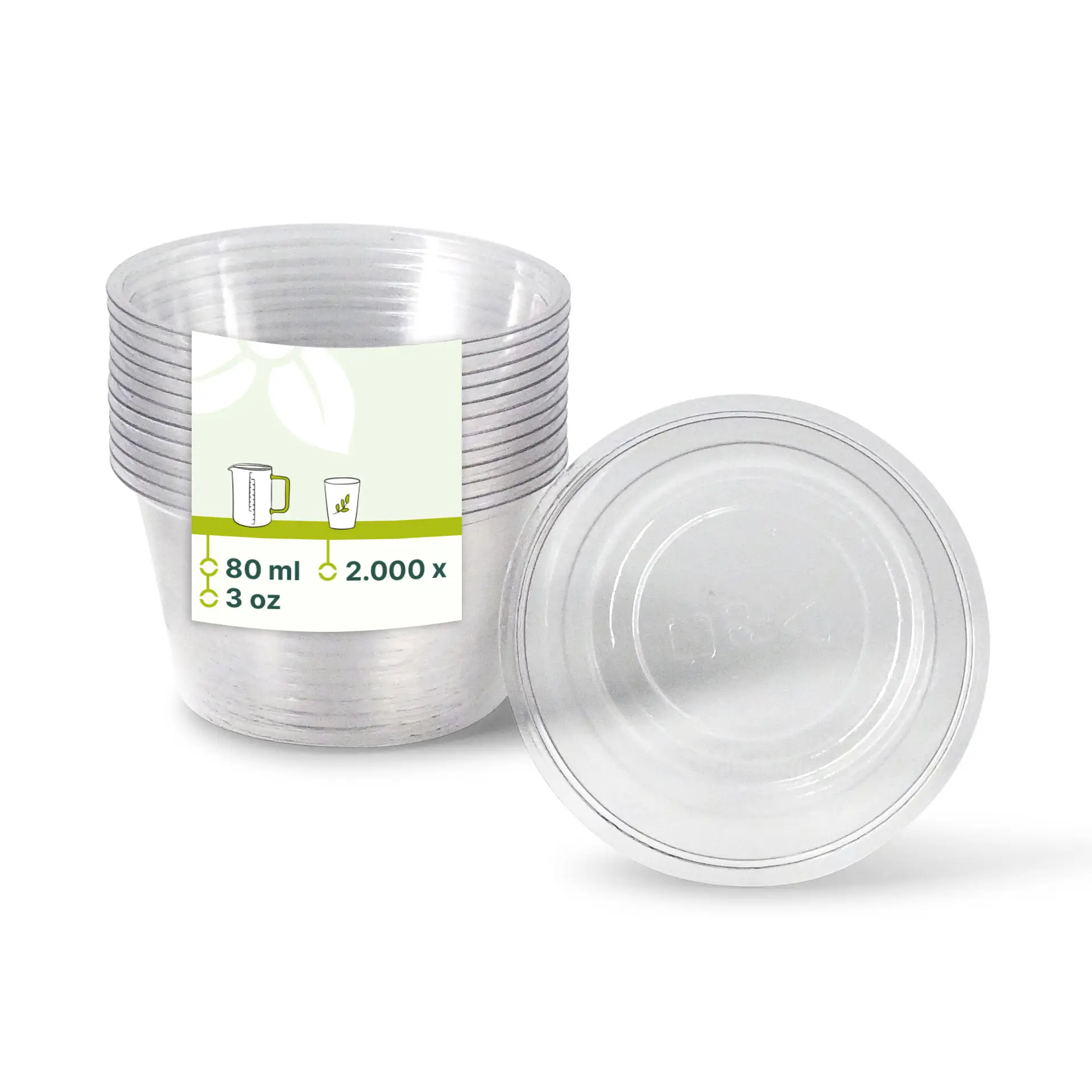 PLA cup 80 ml / 3 oz, Ø 70 mm, transparant