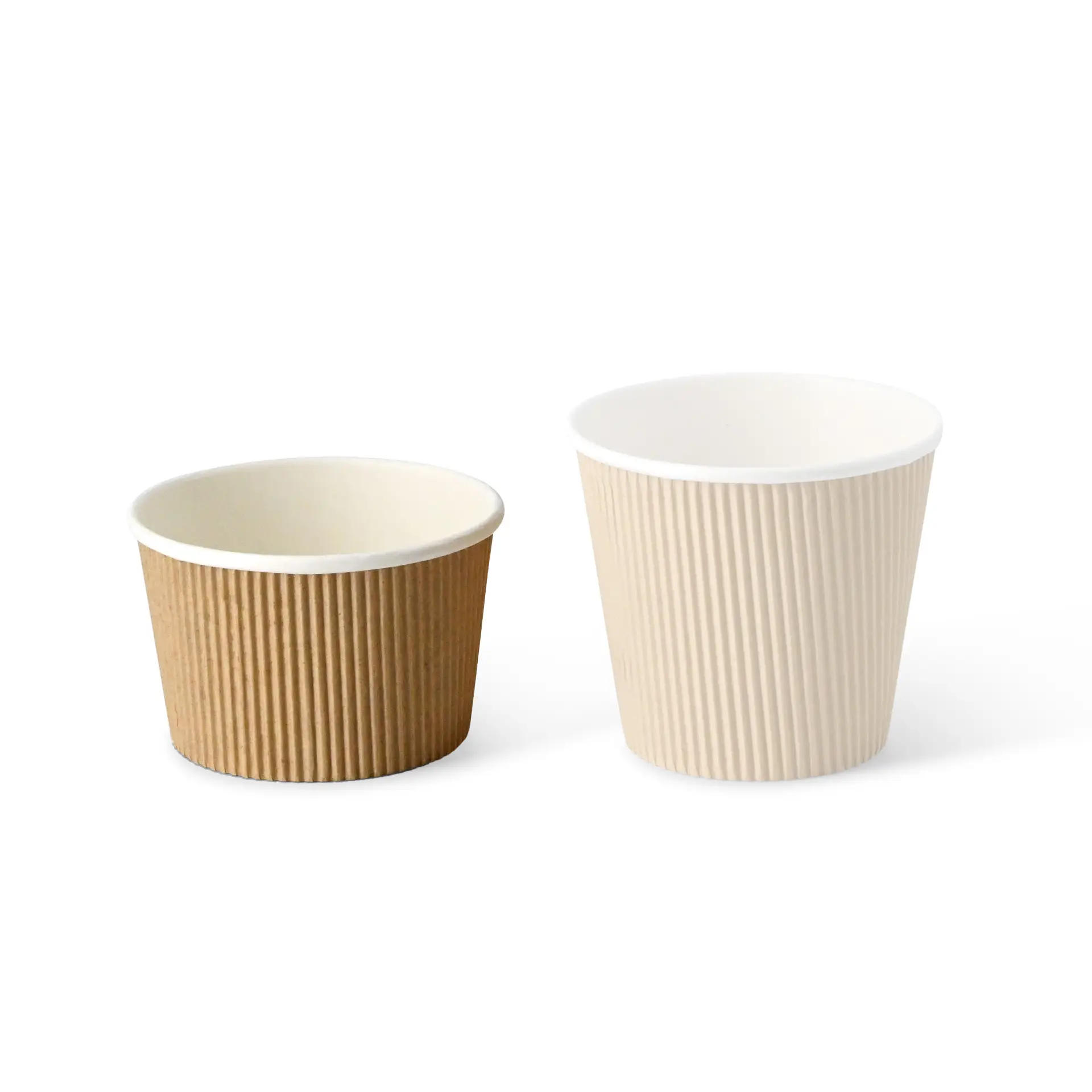 Soepbeker to go van karton (bio-gecoat), geribbeld, 375 ml / 17 oz, Ø 114 mm, bruin