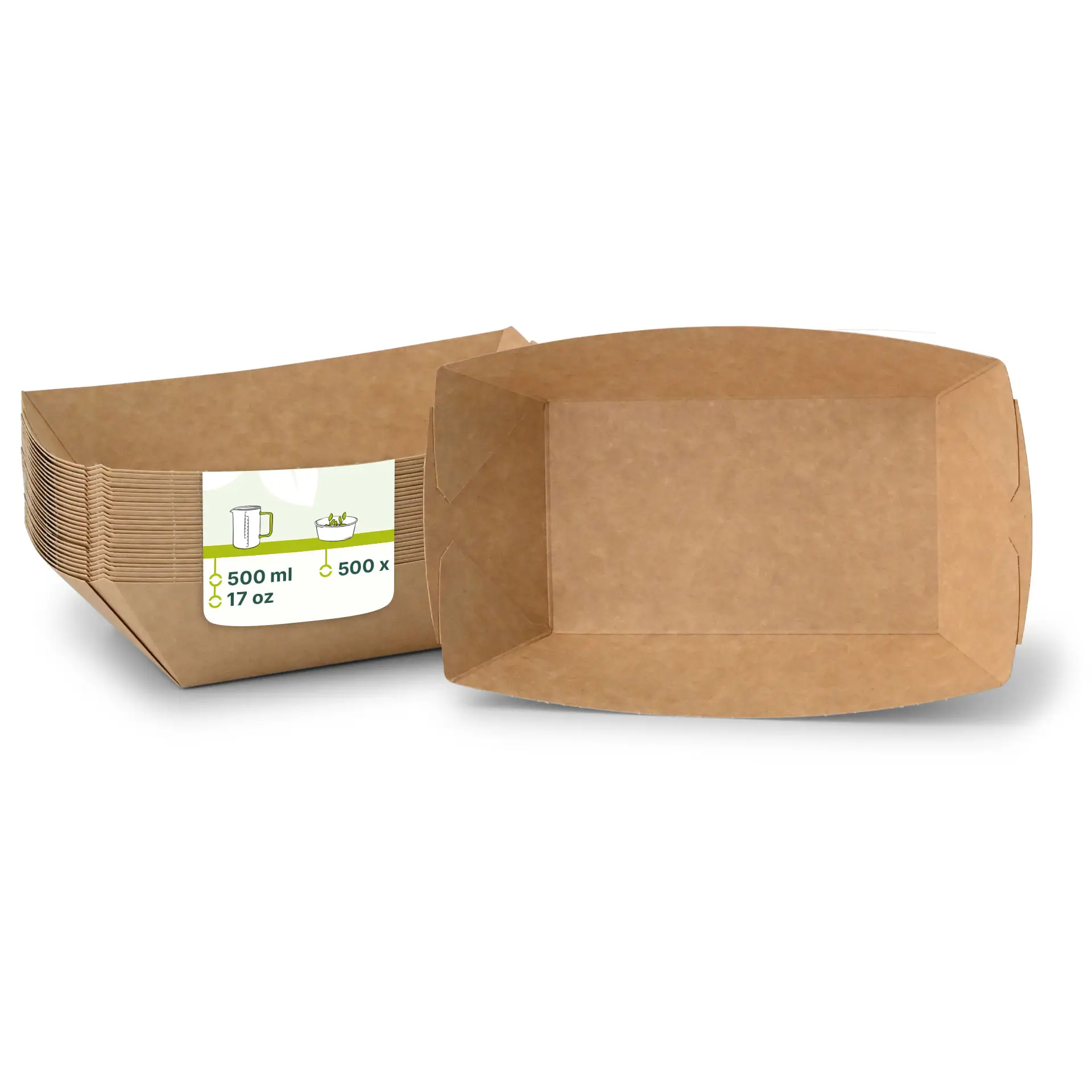 Snackkom van karton 500 ml, 21,5 x 16 x 5 cm, bruin