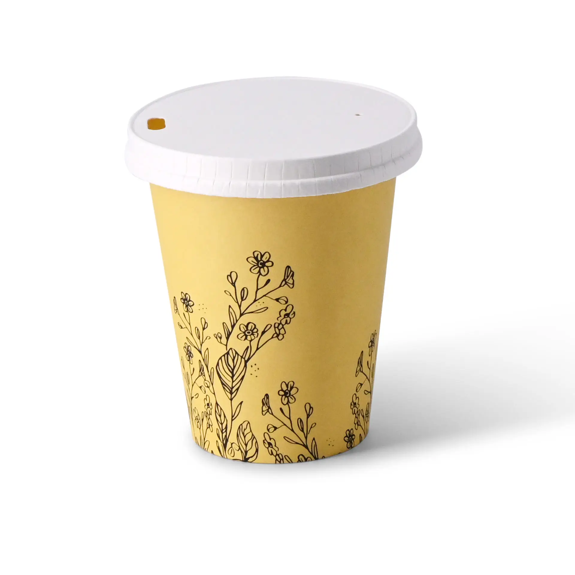 Kartonnen bekers lente "Bloemen" 200 ml / 8 oz, Ø 80 mm, geel dhd04110-pappbecher-fruehling-blumen-200-ml-8-oz-80-mm-gelb-5