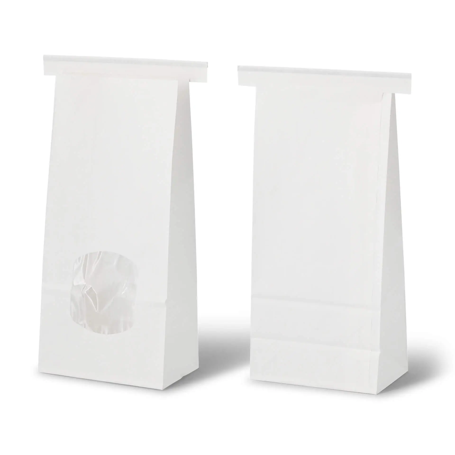 Blokbodemzakken met venster M, 11,5 x 7 x 24,5 cm, wit, clipband
