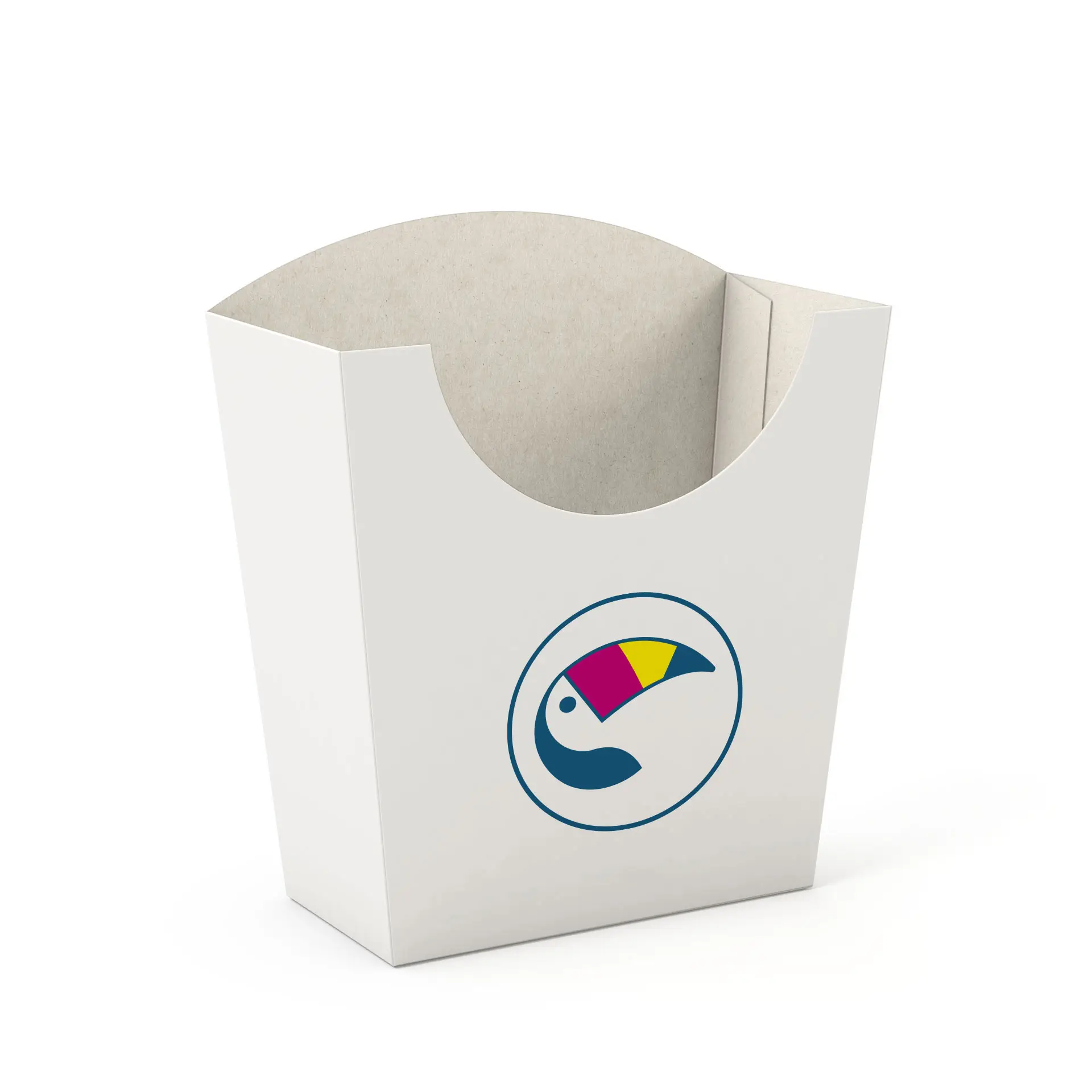 Bedrukte frietzakken, 12 x 5,9 x 13,5 cm, wit, rechthoekig