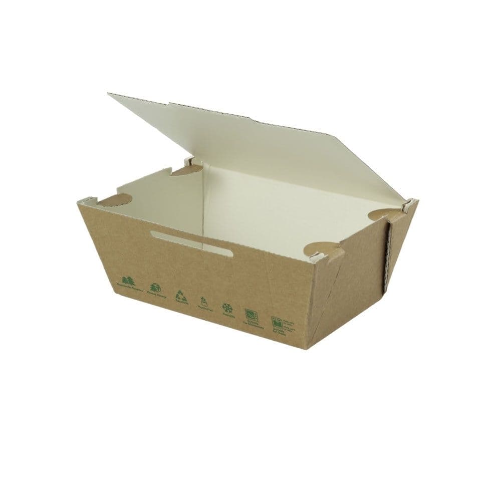 Take-away-Karton-Boxen 700 ml, hitzebeständig, braun, biobeschichtet