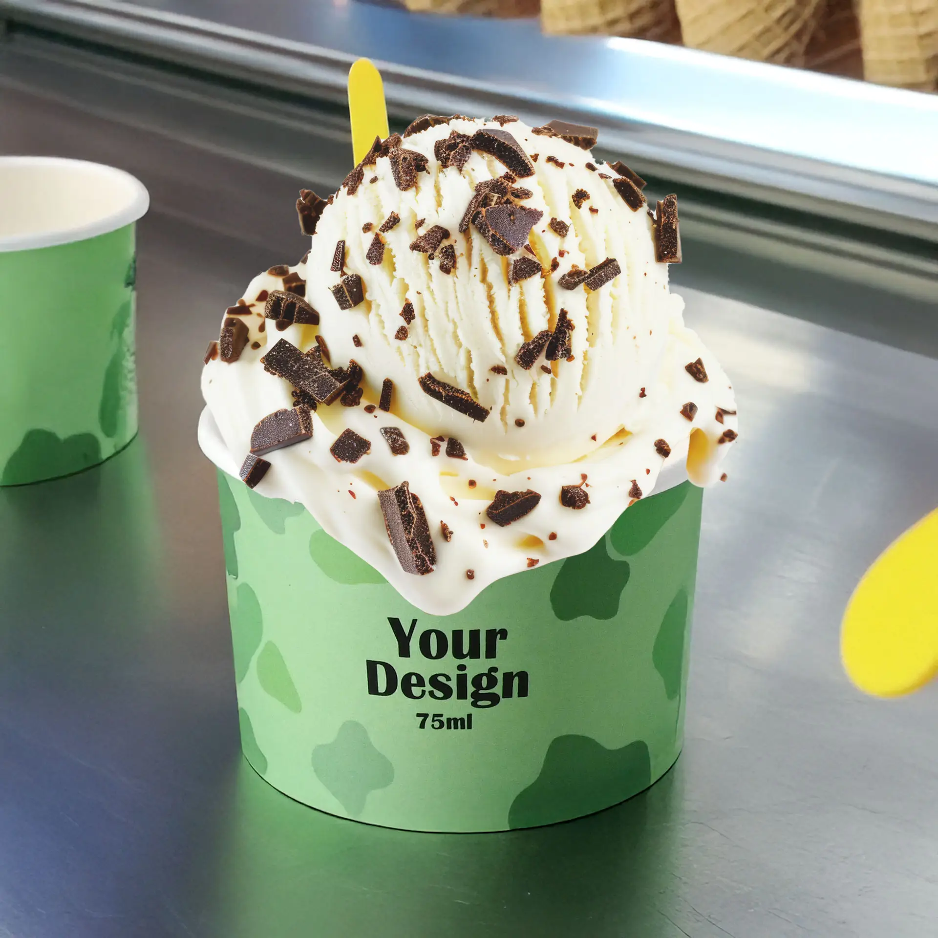 IJsbeker bedrukken, 75 ml / 3 oz, wit, PLA-coating