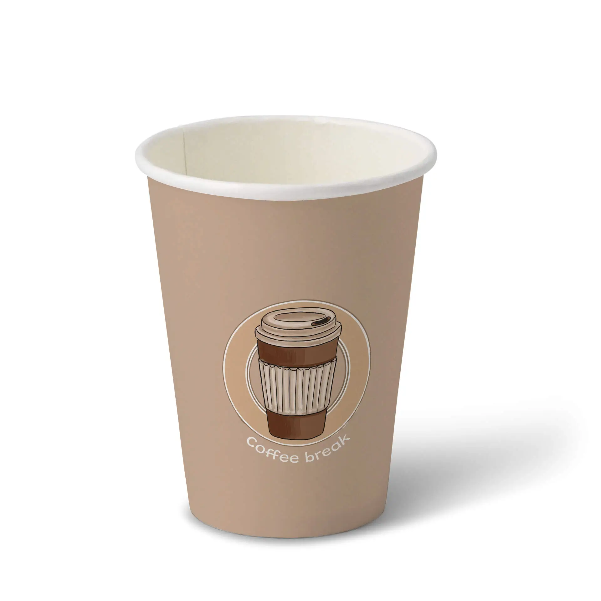 Bedrukte papieren bekers "Coffeebreak" (gecoat) 300 ml / 12 oz, Ø 80 mm, wit