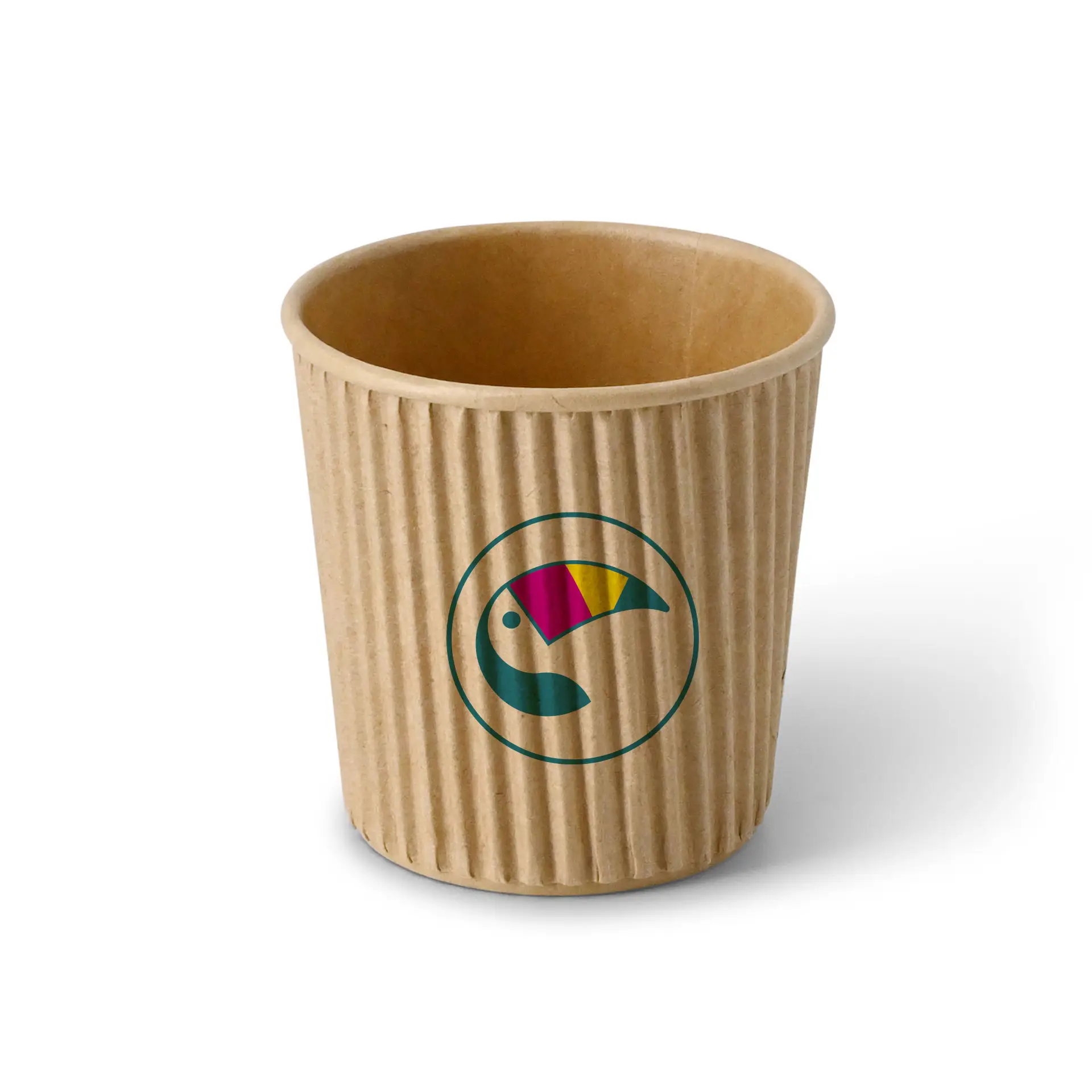 Ribbelbeker bedrukken, 100 ml / 4 oz, bruin, PLA-gecoat Ribbelbeker bedrukken, 100 ml / 4 oz, bruin, PLA-gecoat