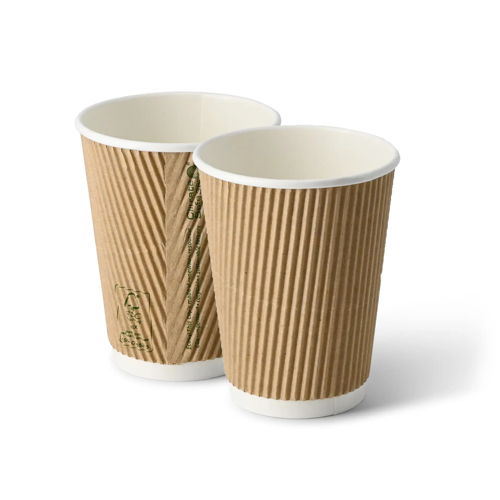 Ribbelbeker / Koffiebeker to go 300 ml / 12 oz, Ø 90 mm, kraft