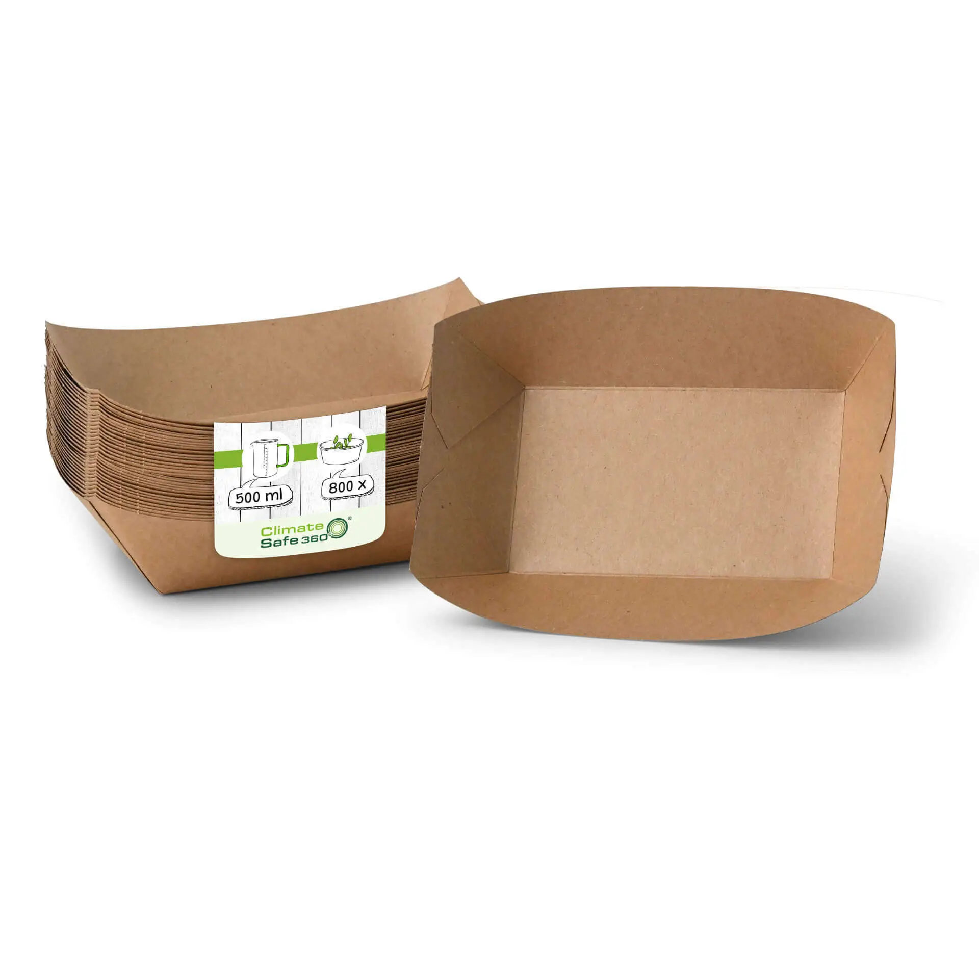 Kartonnen Snackbakje, premium, 500 ml, bruin, biologisch gecoat