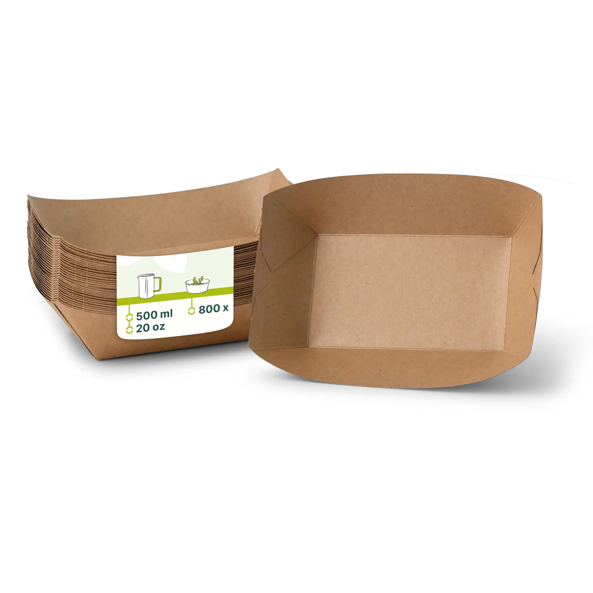 Kartonnen Snackbakje, premium, 500 ml, bruin, biologisch gecoat Kartonnen Snackbakje, premium, 500 ml, bruin, biologisch gecoat