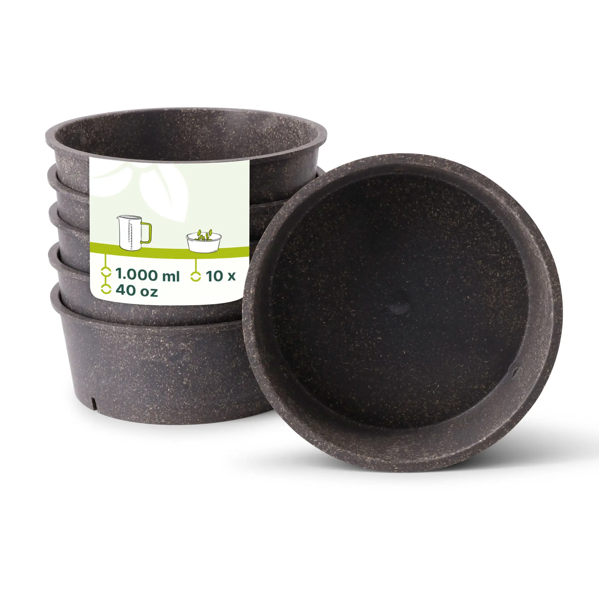 Herbruikbare schaaltjes "merways Bowl" 1000 ml, Ø 185 mm, peper/ grijs Herbruikbare schaaltjes "merways Bowl" 1000 ml, Ø 185 mm, peper/ grijs