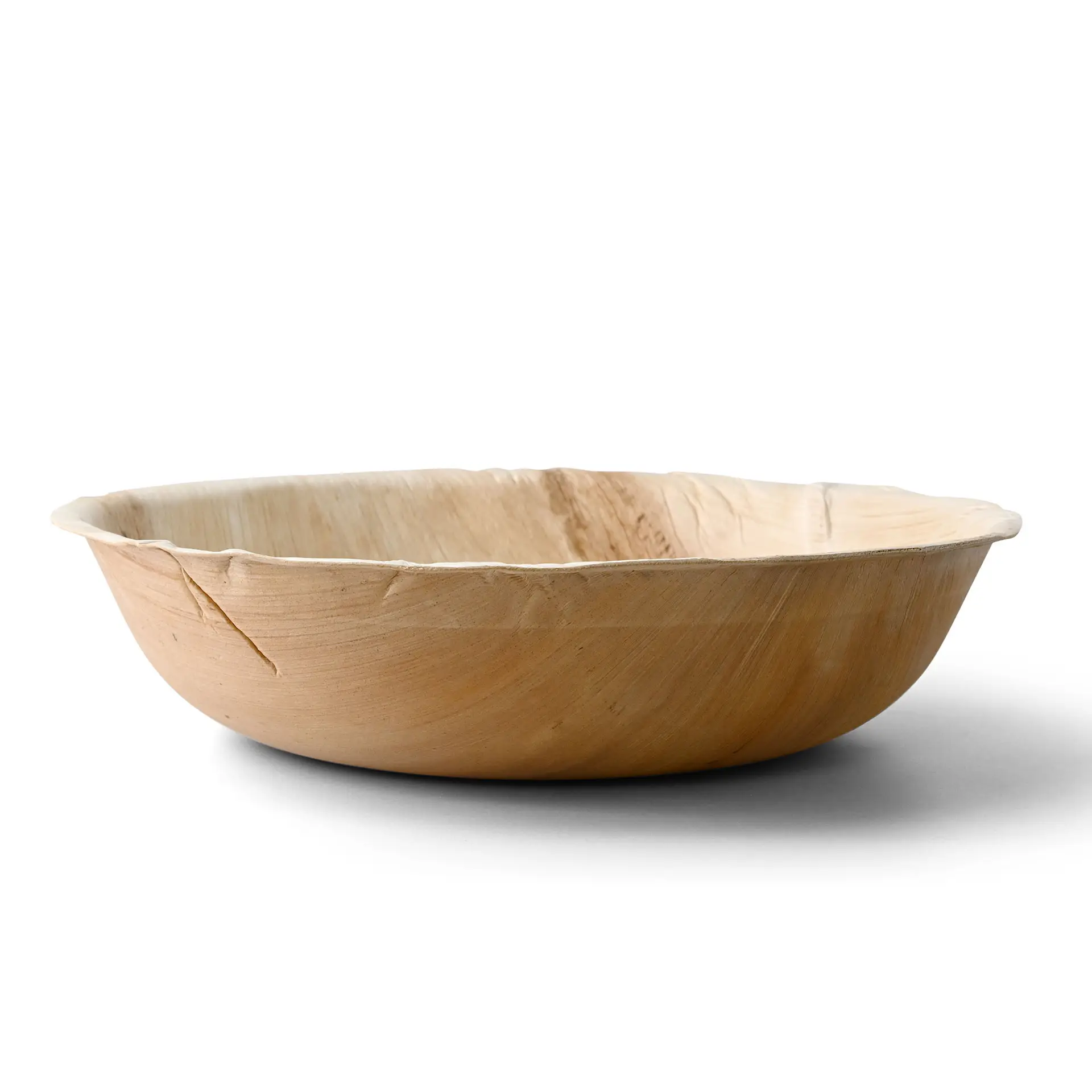 Ronde palmbladschaal, 30 cm in diameter, met natuurlijke structuur, geschikt voor warme en koude voeding, biologisch afbreekbaar.