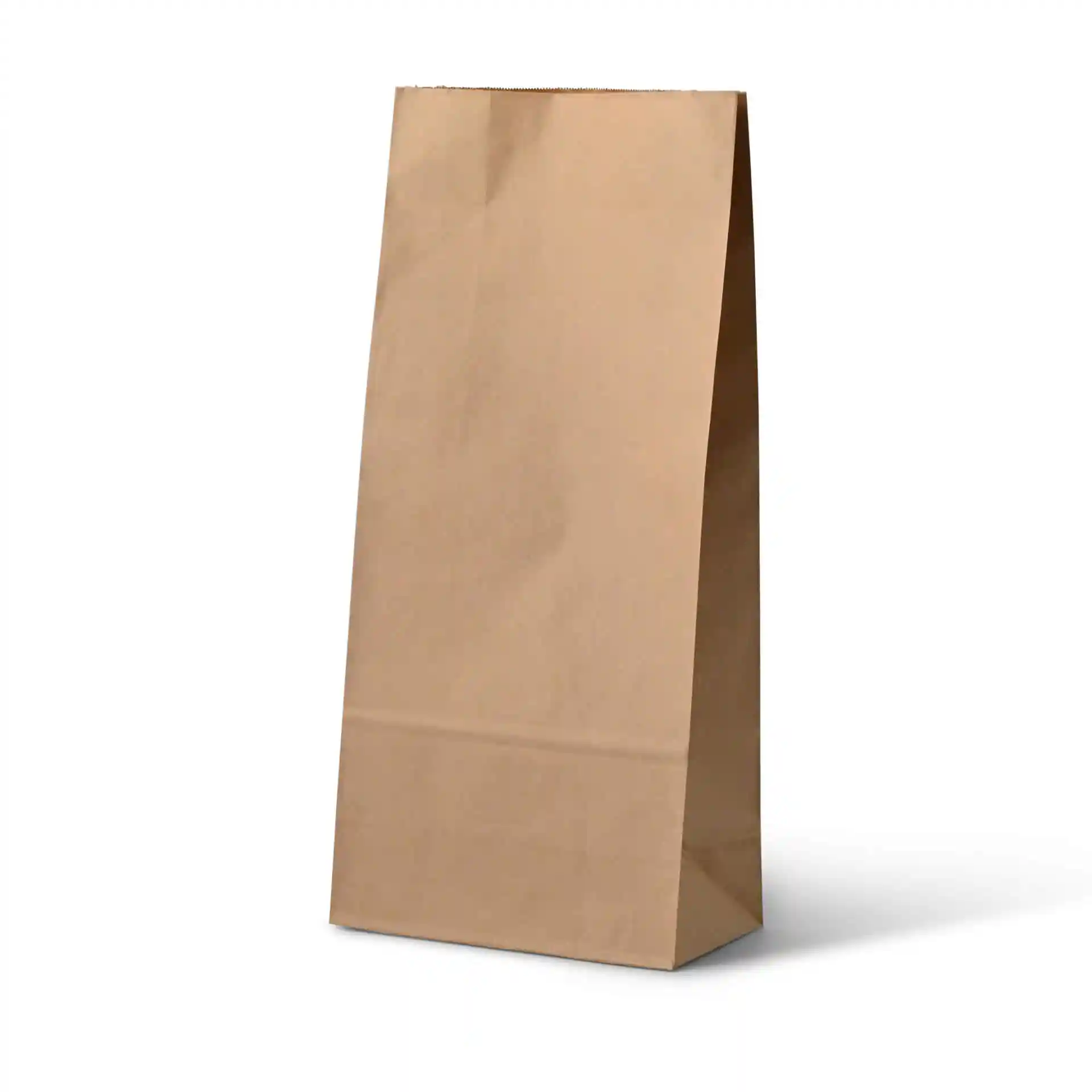 Bruine kraftpapieren tas met blokbodemontwerp, 7,5 x 4,5 x 24 cm.