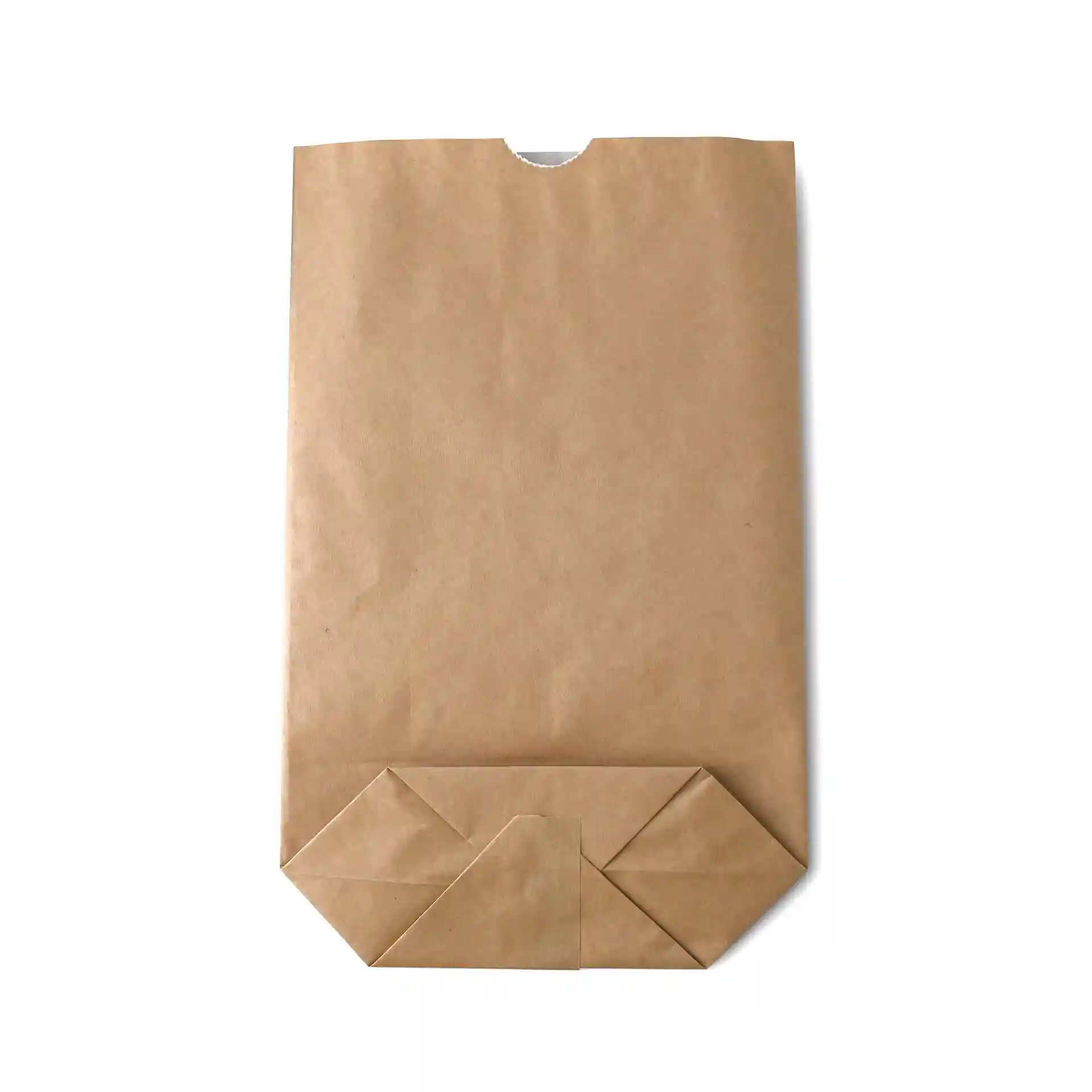 Bruine papieren snackzak met een dubbele laag, 16,5 x 26 x 6 cm, met een gevouwen bodem.