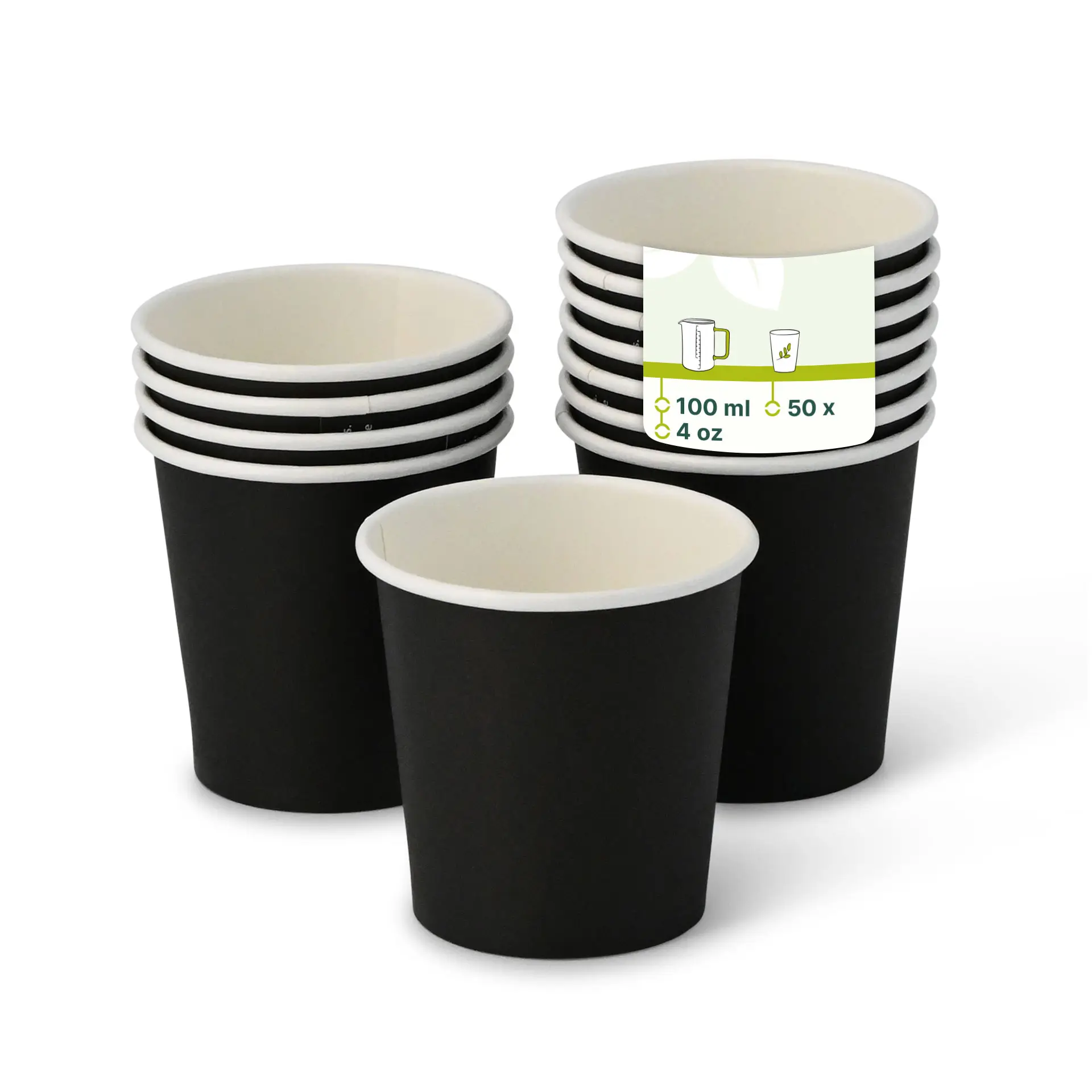 Kartonnen beker 100 ml / 4 oz, Ø 62 mm, zwart