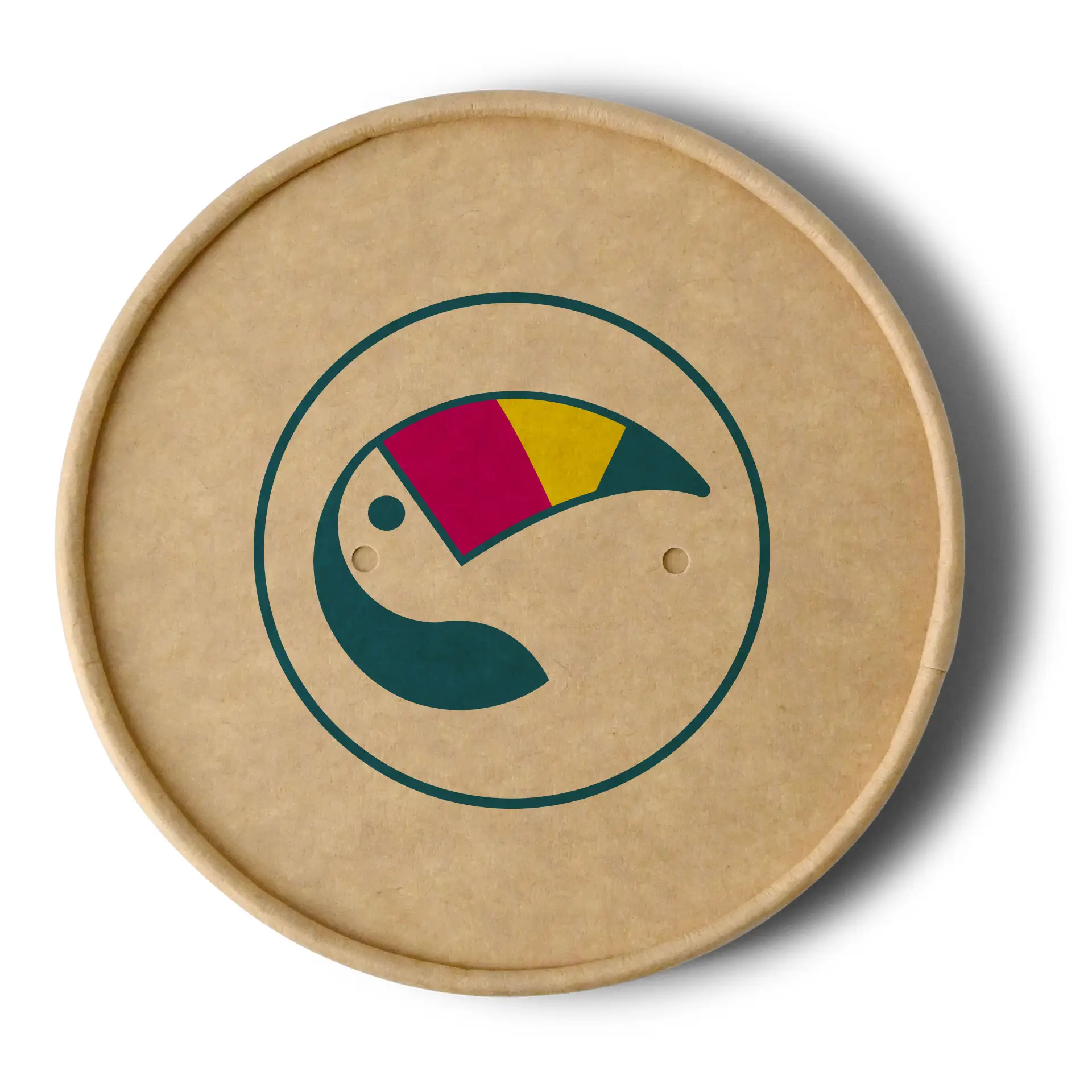 Bedrukte membraandeksels voor soepbekers, ⌀ 95 mm, bruin, PE-gecoate