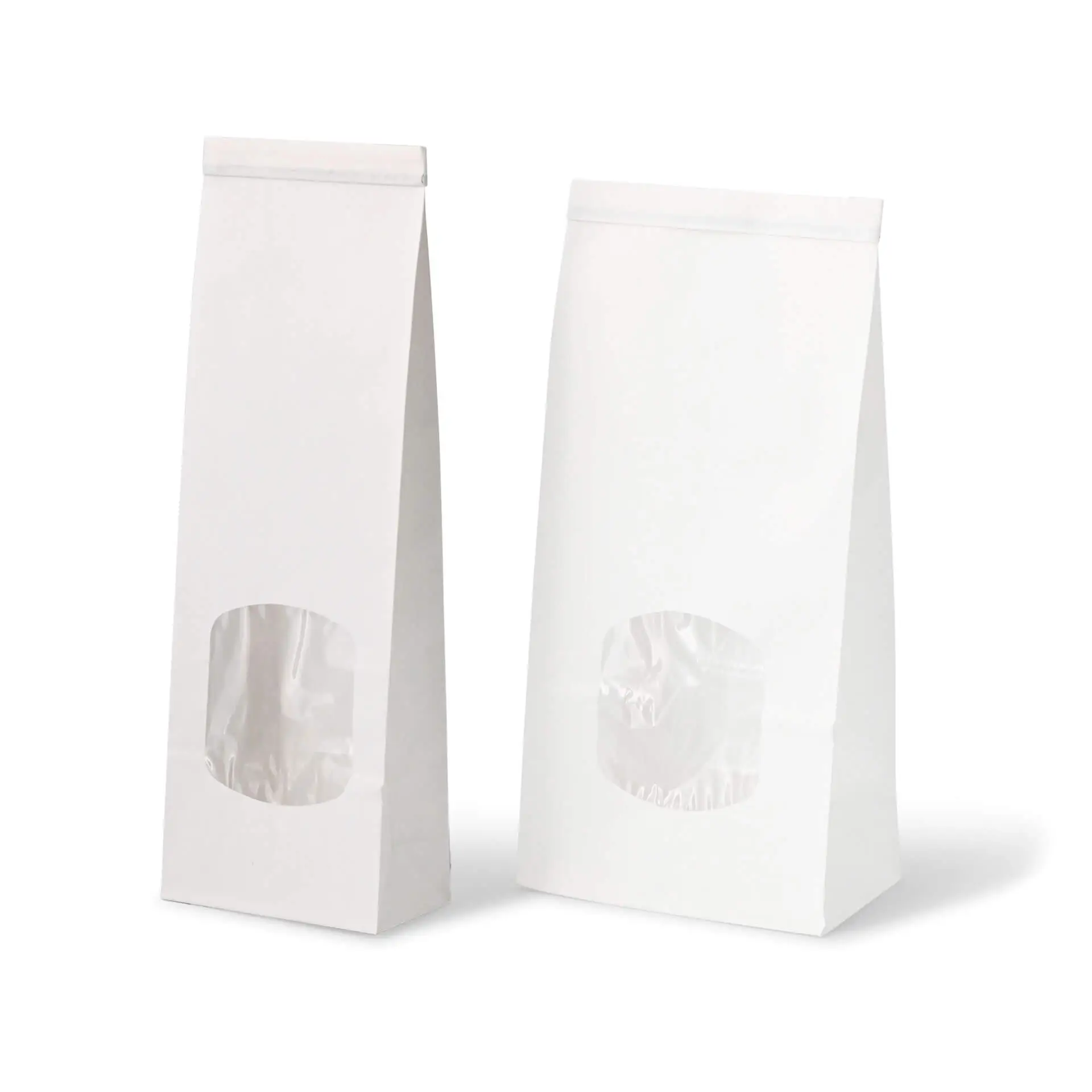 Blokbodemzakken met venster S, 9 x 4,5 x 26 cm, wit, clipband dre02700-blockbeutel-m-fenster-s-9-x-45-x-26-cm-pp-folie-weiss-clipband-kraftpapier-9