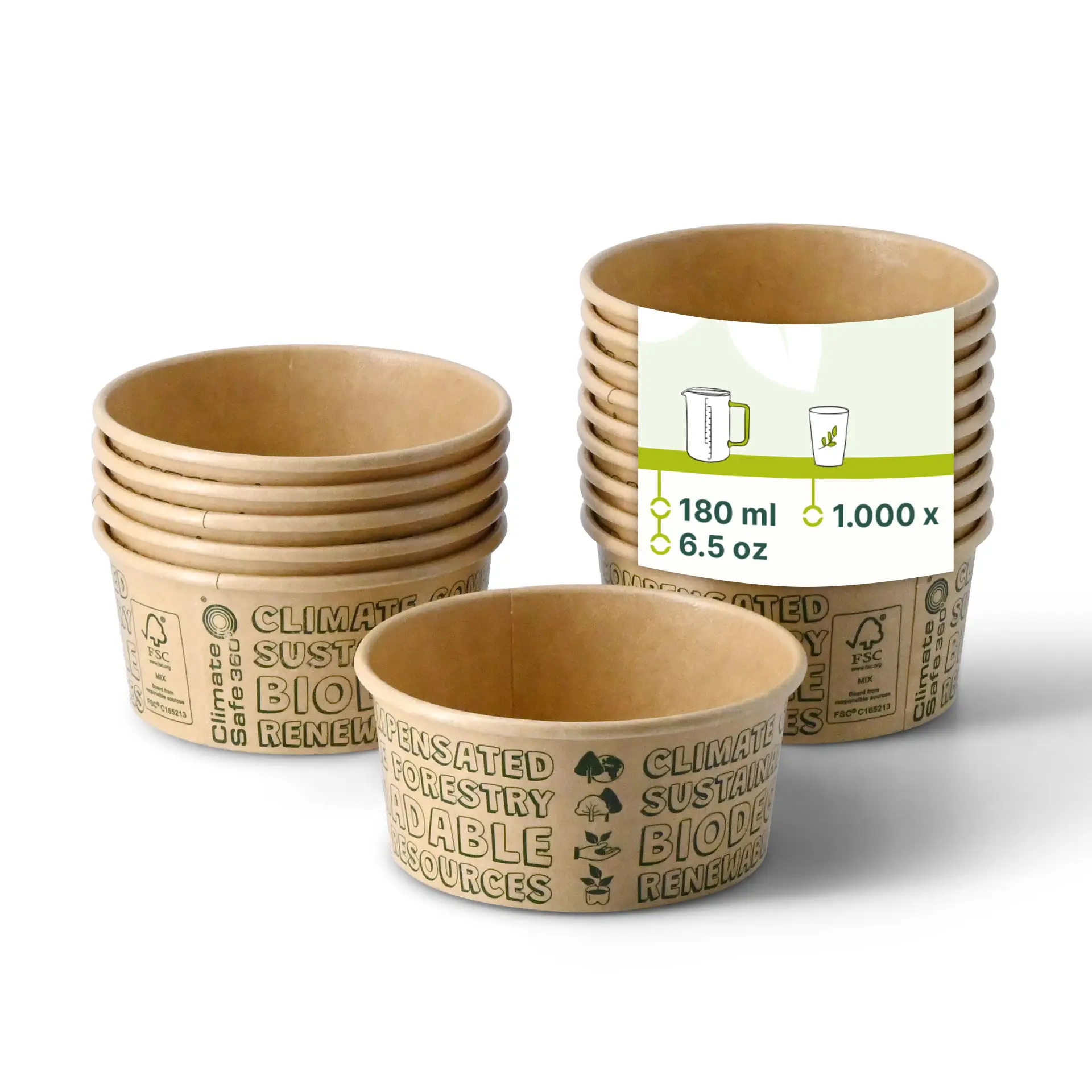 Papieren ijsbekertje XS, 100 ml, max. 180 ml, Ø 92 mm, bruin, EcoUp Papieren ijsbekertje XS, 100 ml, max. 180 ml, Ø 92 mm, bruin, EcoUp