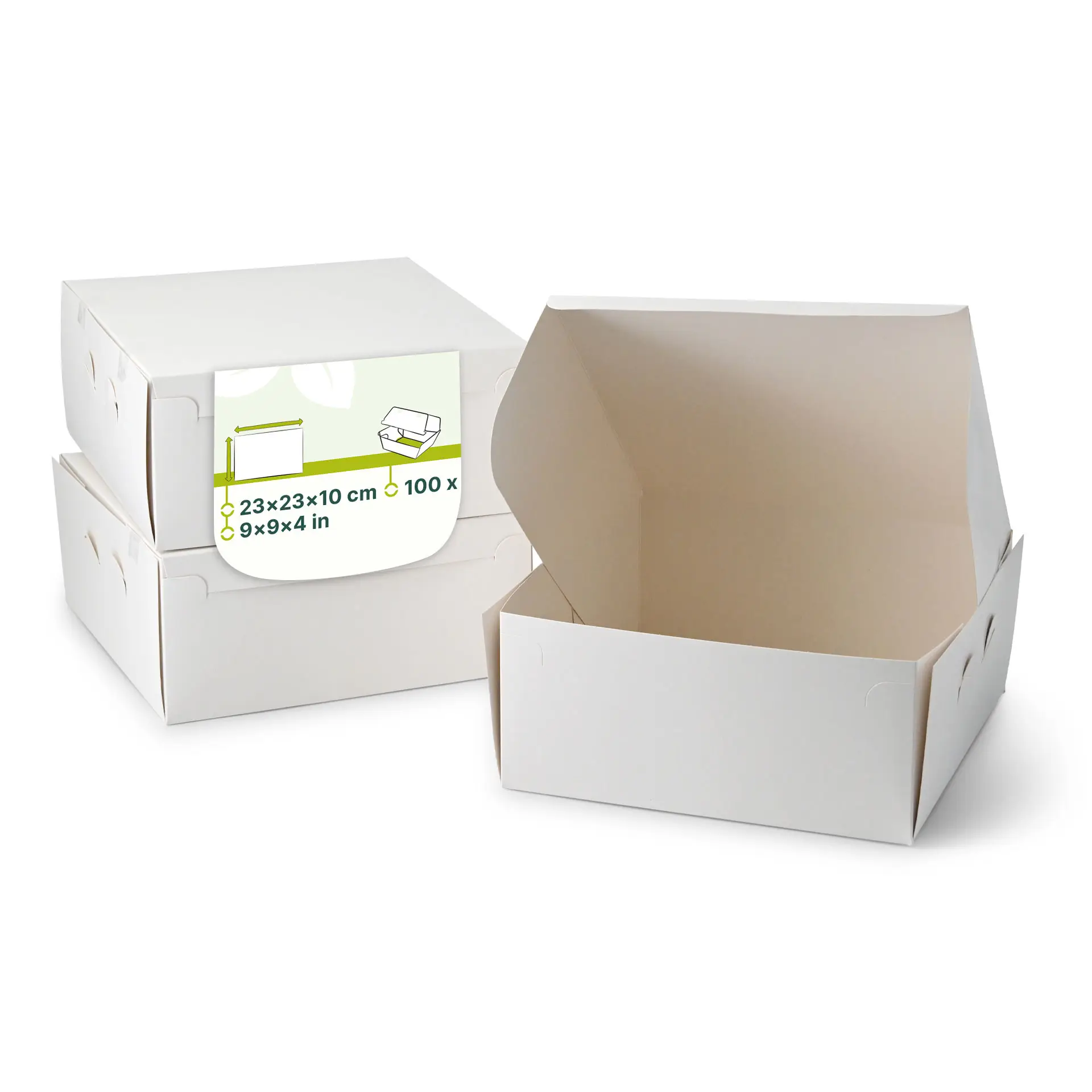 Taartdozen M, 23 x 23 x 10 cm, wit Taartdozen M, 23 x 23 x 10 cm, wit