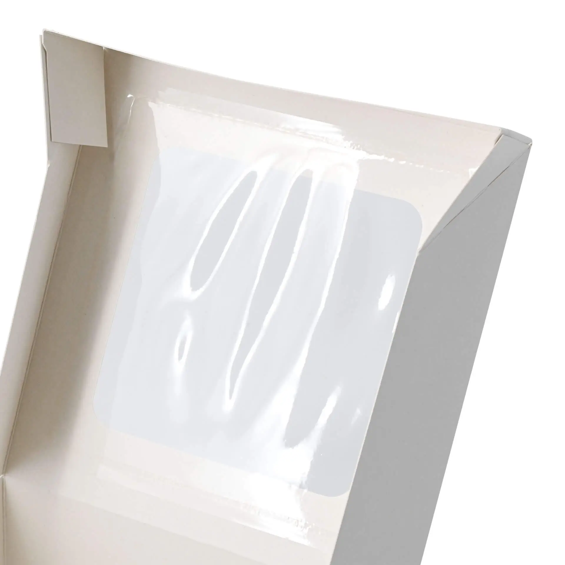 Witte 4-delige cupcake-doos met cellulose venster, geschikt voor muffins, cupcakes en kleine gebakken goederen.