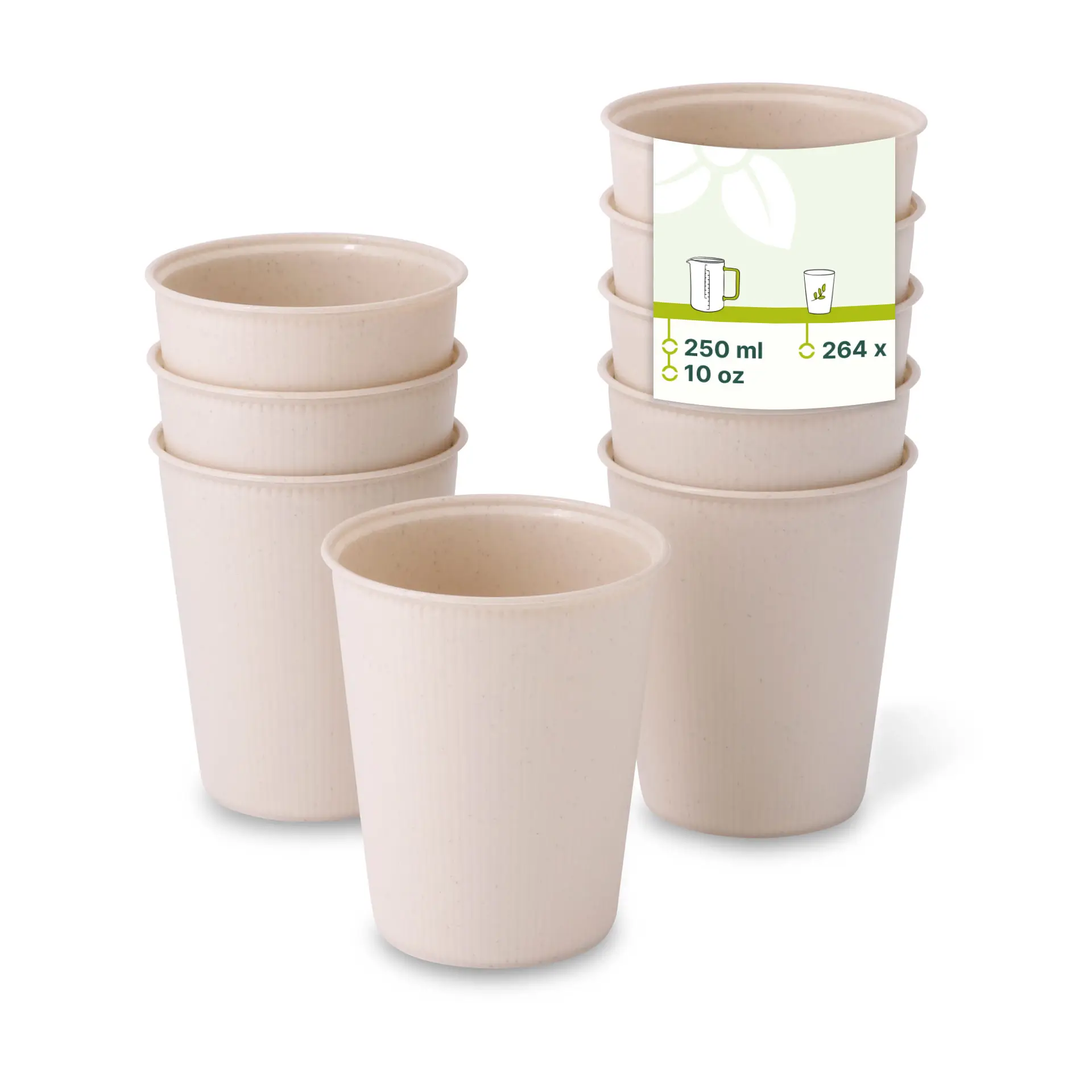 Herbruikbare geribbelde beker 250 ml / 10 oz, Ø 80 mm, creme-wit Herbruikbare geribbelde beker 250 ml / 10 oz, Ø 80 mm, creme-wit