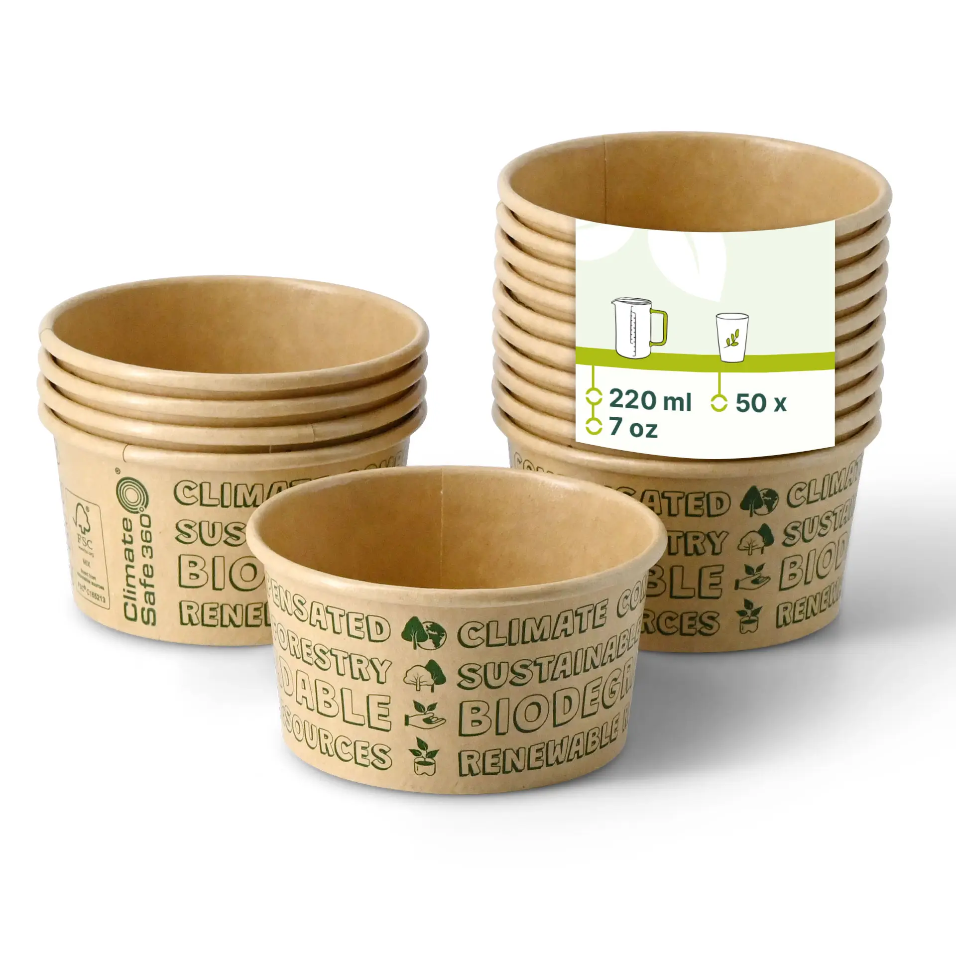 Papieren ijsbekertje S, 150 ml, max. 220 ml, Ø 92 mm, bruin, EcoUp Papieren ijsbekertje S, 150 ml, max. 220 ml, Ø 92 mm, bruin, EcoUp