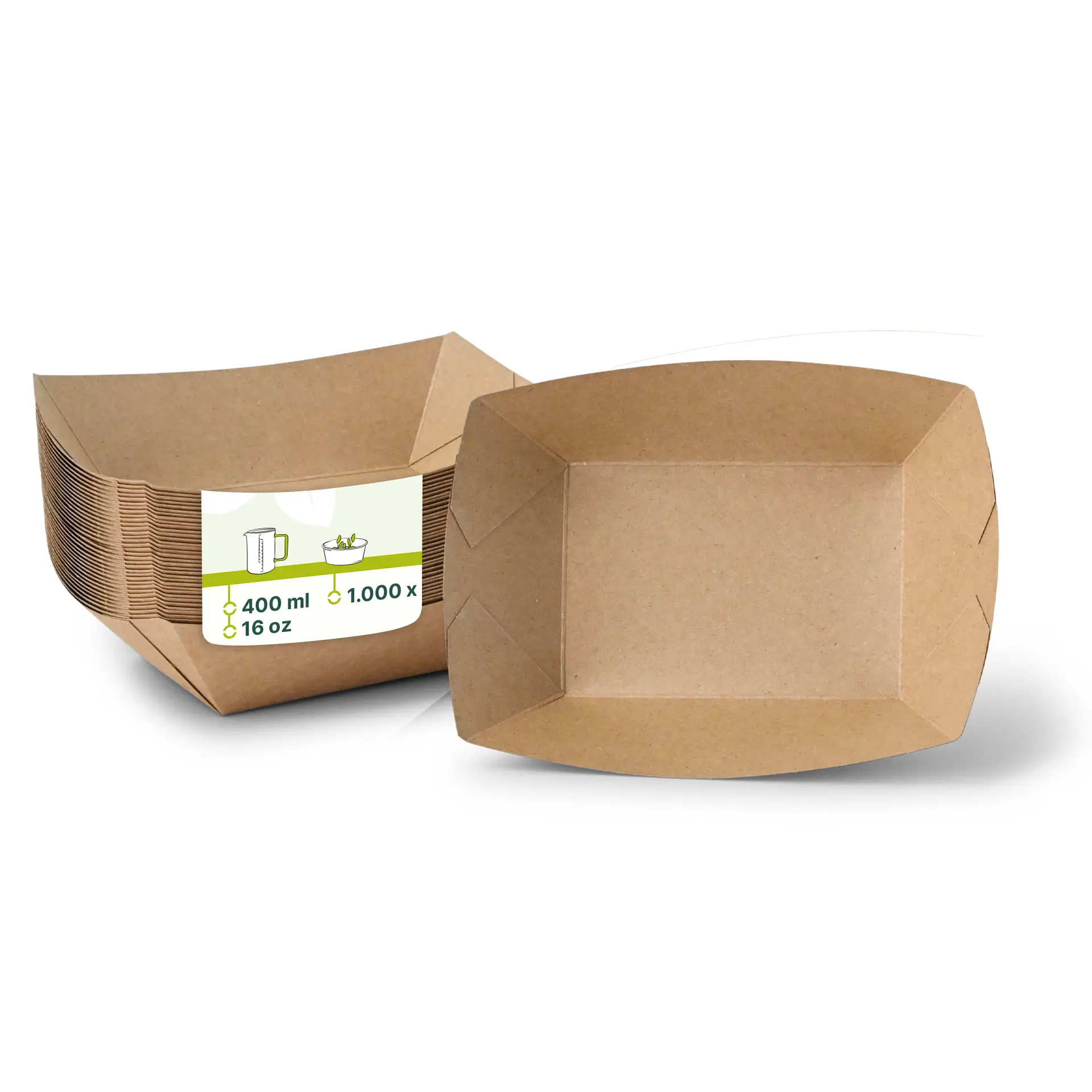 Kartonnen Snackbakje, premium, 400 ml, bruin, biologisch gecoat Kartonnen Snackbakje, premium, 400 ml, bruin, biologisch gecoat