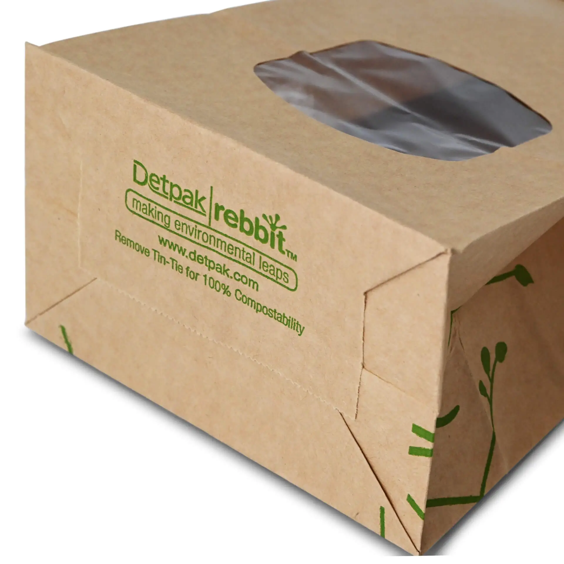 Blokbodemzakken met venster M, 11,5 x 7,2 x 24,6 cm, bruin, clipband
