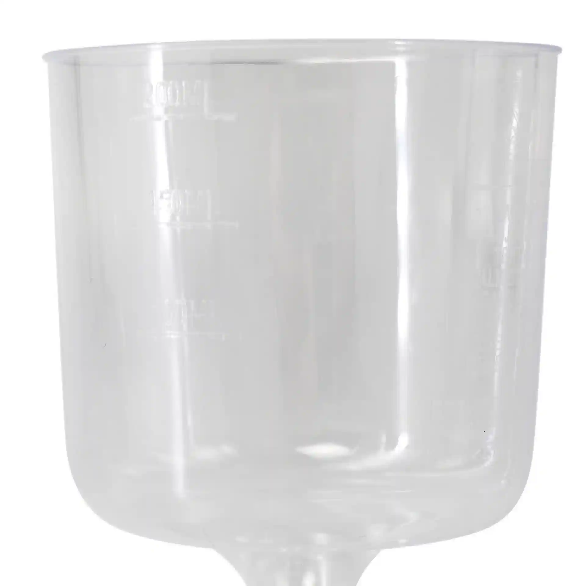 Transparante herbruikbare wijnglas met een inhoud van 200 ml, met meetmarkeringen aan de zijkant.