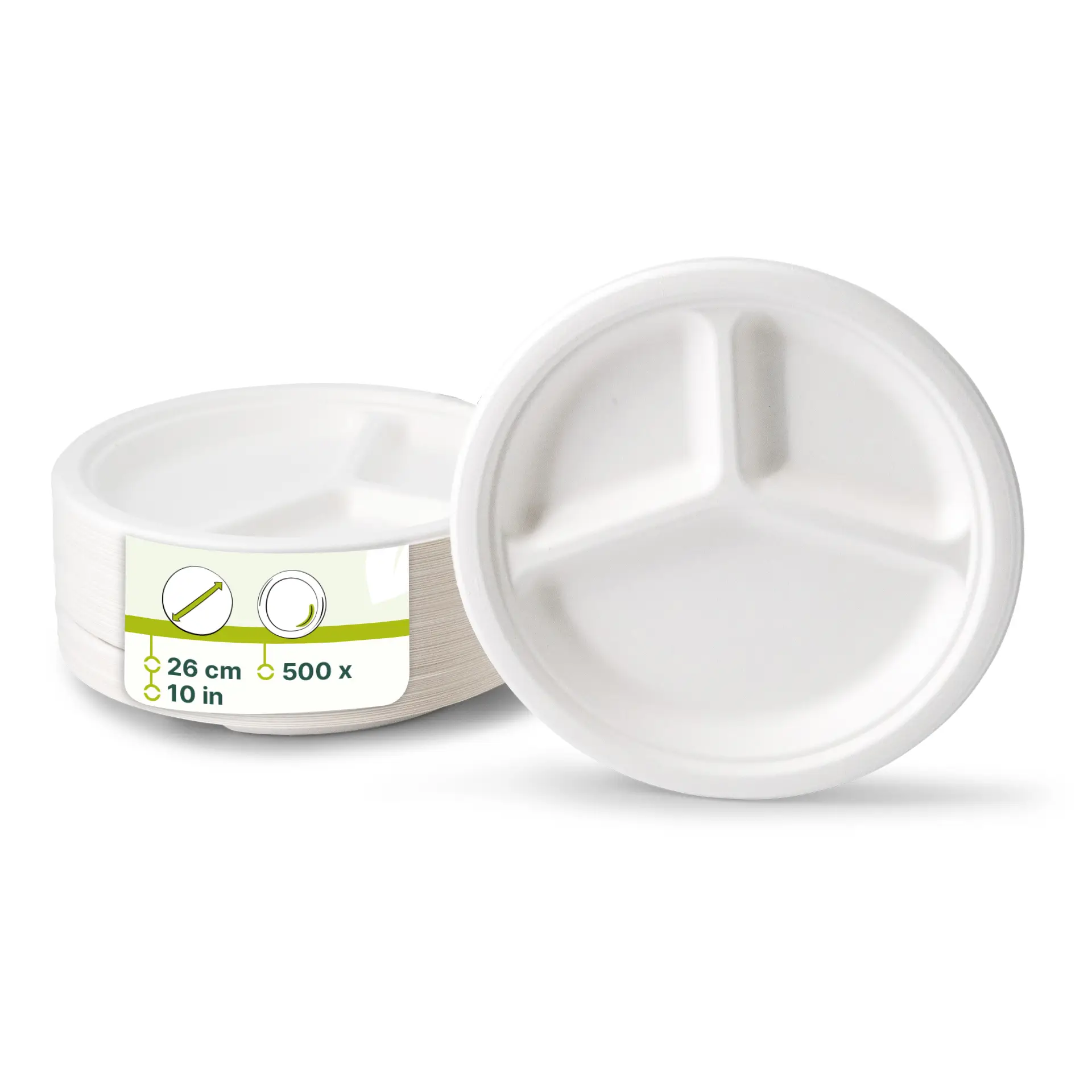 Suikerriet menubord Ø 26 cm, 3 vakken, rond Suikerriet menubord Ø 26 cm, 3 vakken, rond