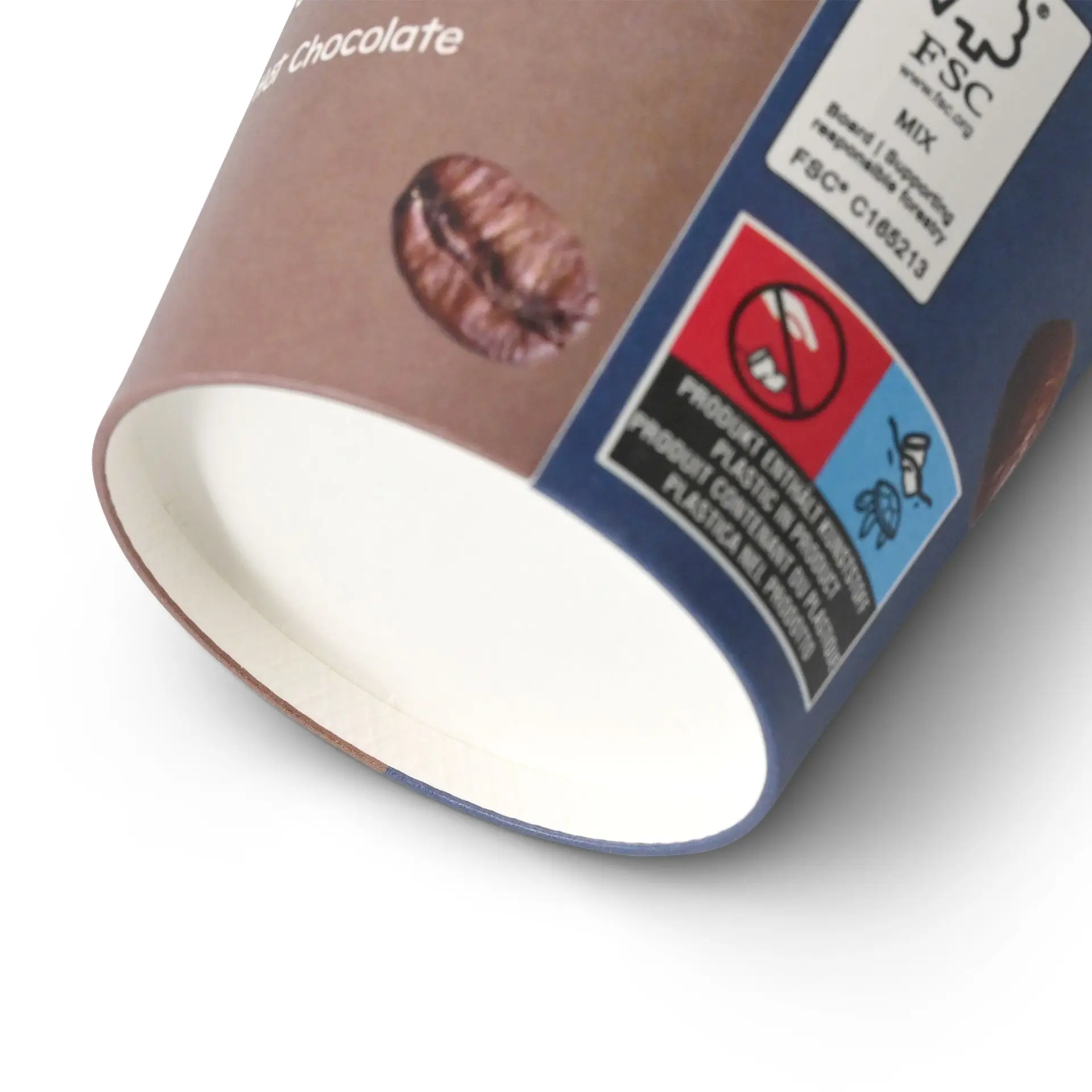 Bedrukte kartonnen beker "Koffie" (gecoat) 300 ml / 12 oz, Ø 90 mm, wit