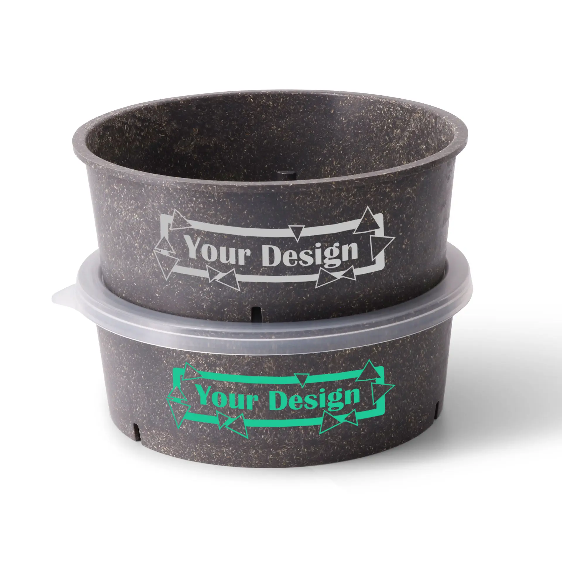 Herbruikbare kom bedrukken, 1000 ml, grijs