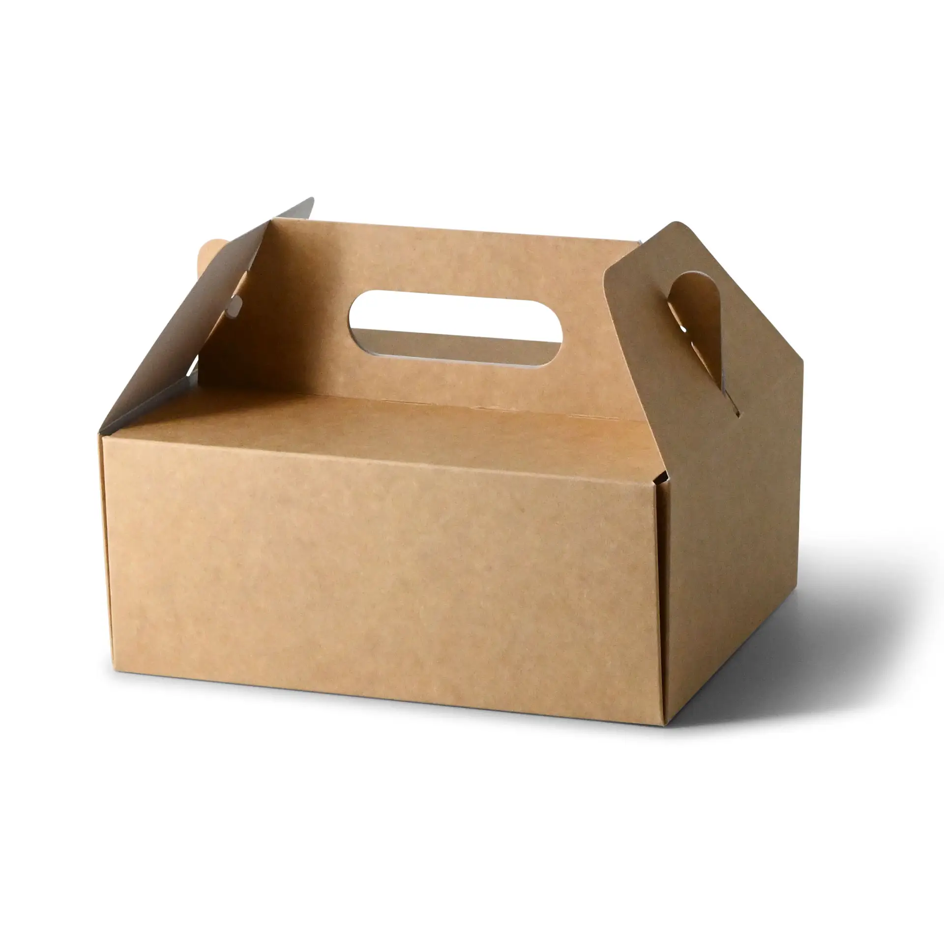 Kartonnen taartdoos met handvat M, 21 x 16 x 9 cm, bruin, opvouwbaar