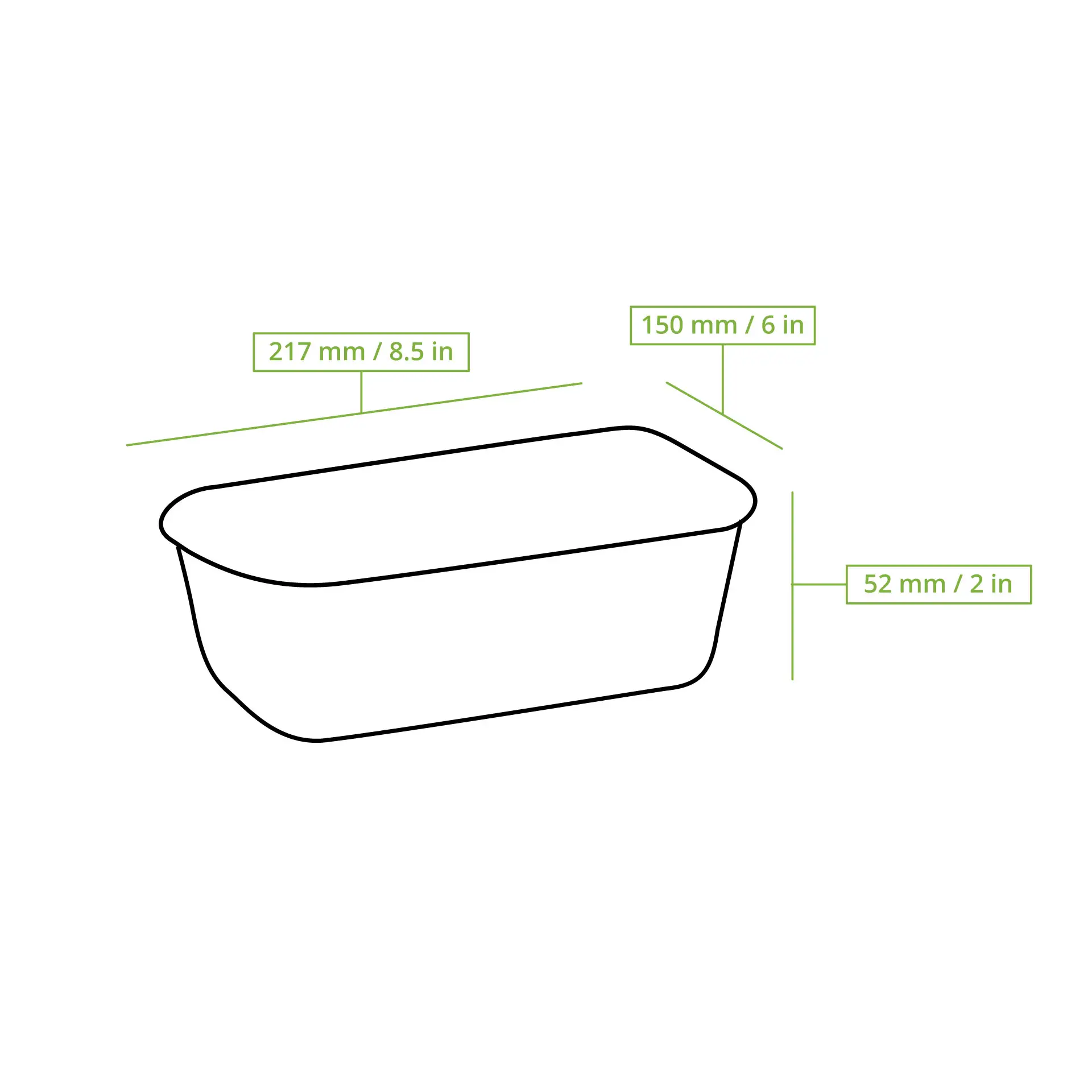 Herbruikbare container van PP 1000 ml, rechthoekig, zwart