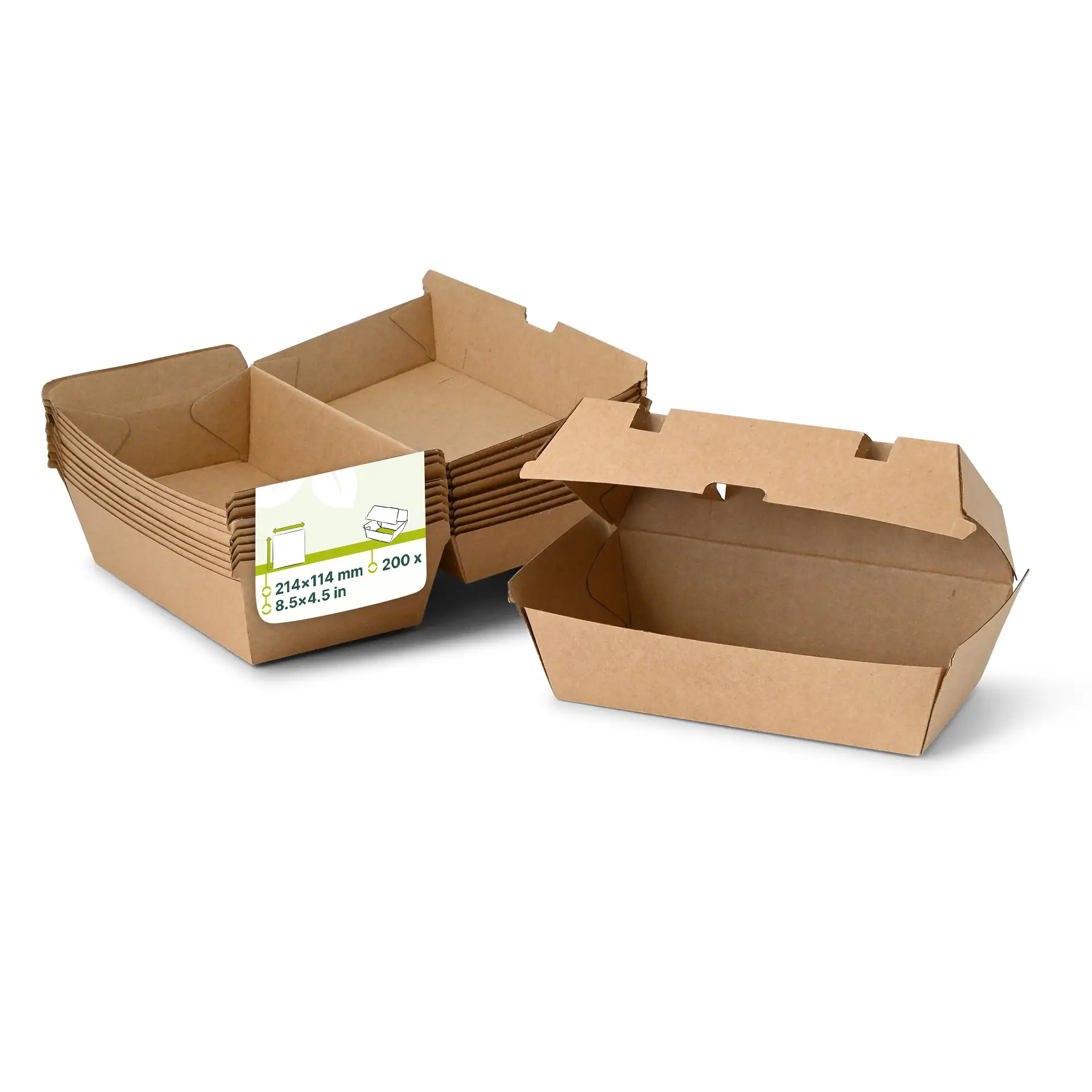 Take-away-klapdekseldozen 21,4 x 11,4 x 8,5 cm, kraftkarton Take-away-klapdekseldozen 21,4 x 11,4 x 8,5 cm, kraftkarton