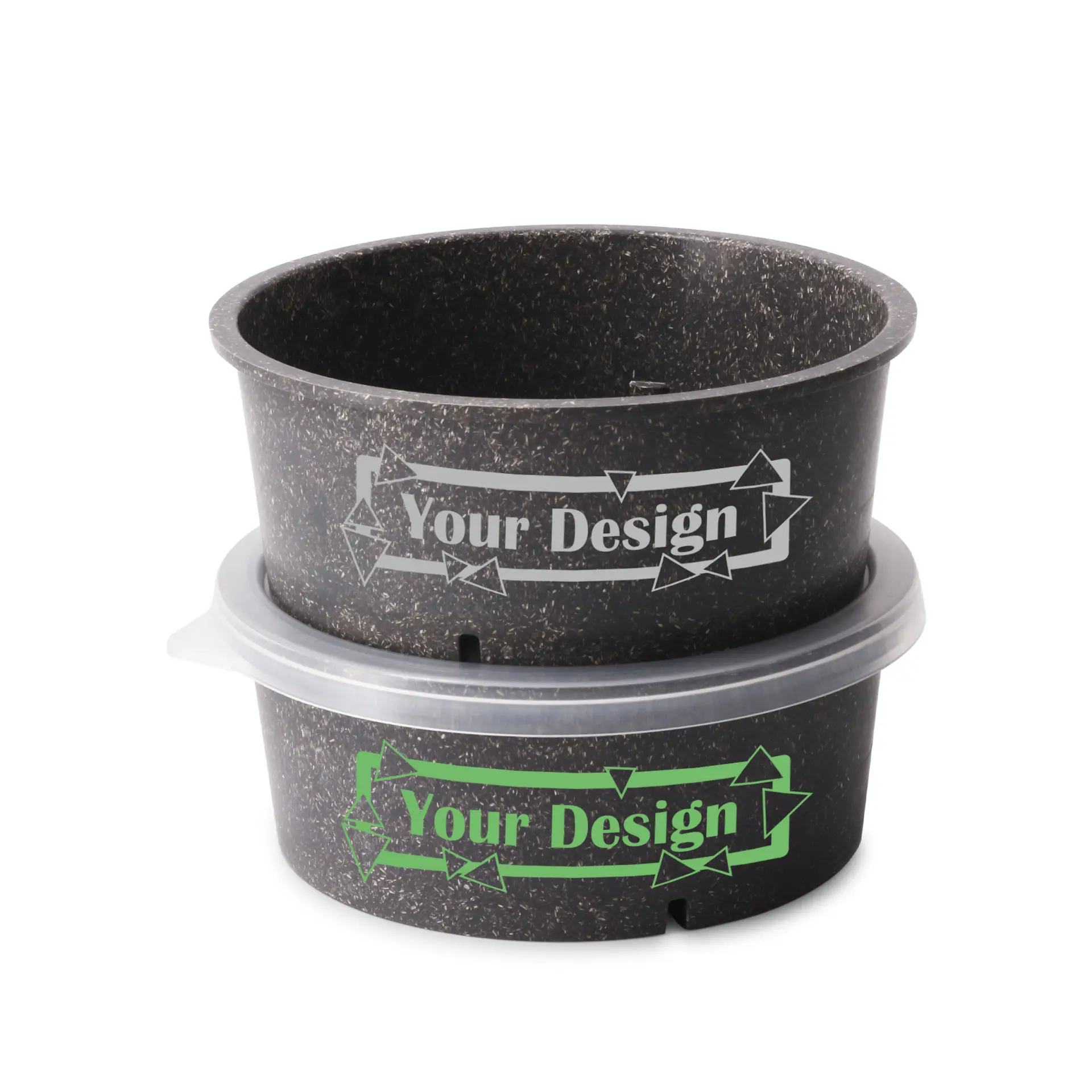 Herbruikbare kom bedrukken, 650 ml, grijs